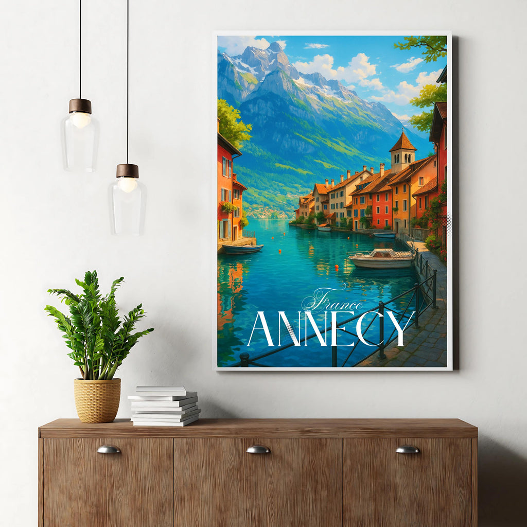 Affiche voyage - Annecy, Alpes, France, Lac Annecy - art moderne, impression, poster