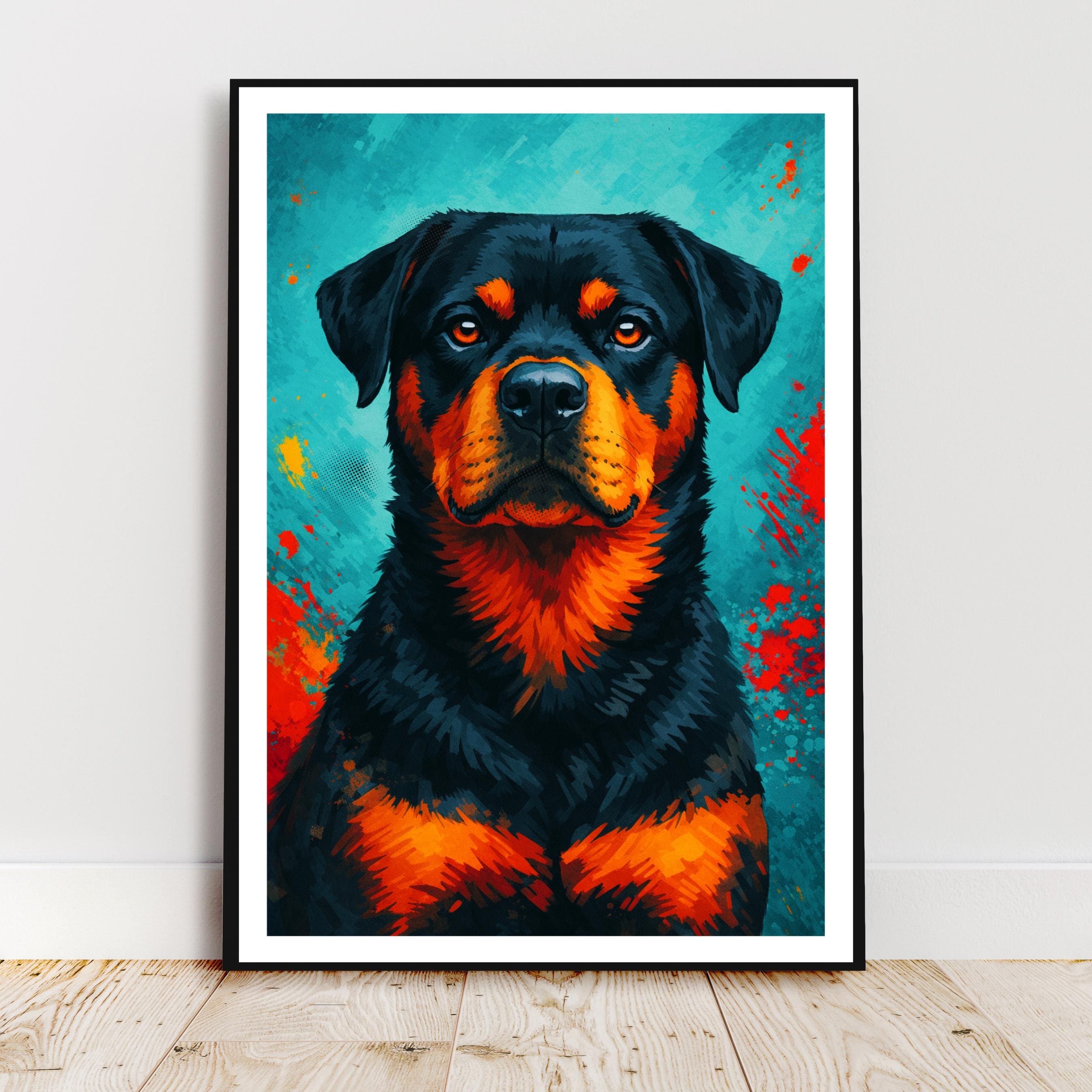 Affiche animaux - Rottweiler, Chien, Animal, Portrait - art moderne, impression, poster