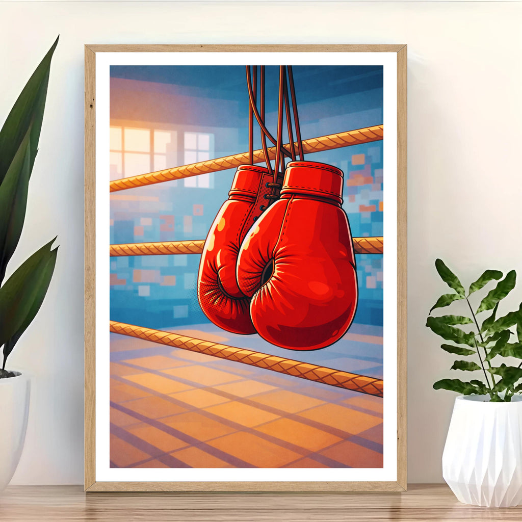 Affiche sport - Boxe, Gants, Ring, Noble Art - art moderne, impression, poster