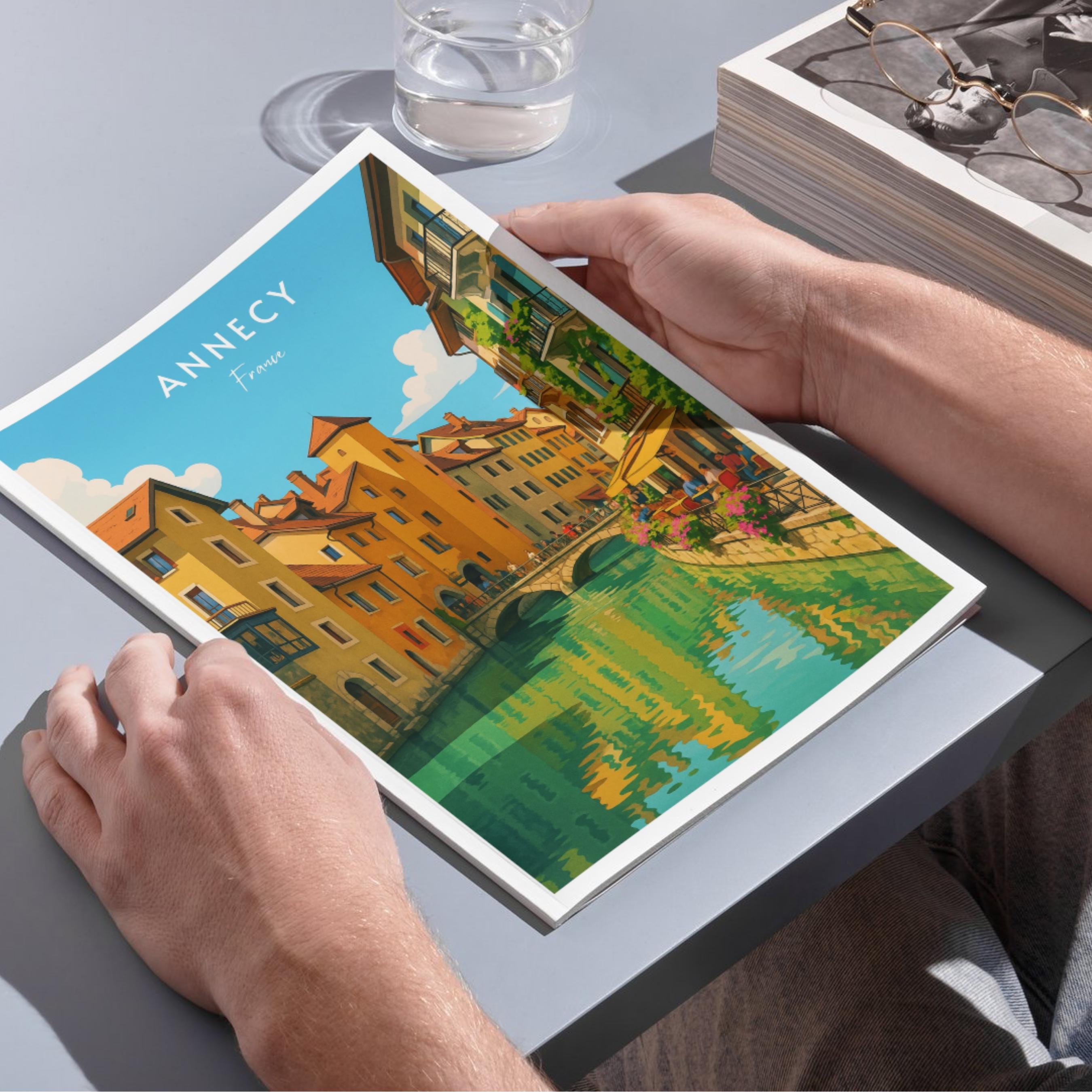 Affiche voyage - Annecy, Alpes, France, Lac - art moderne, impression, poster