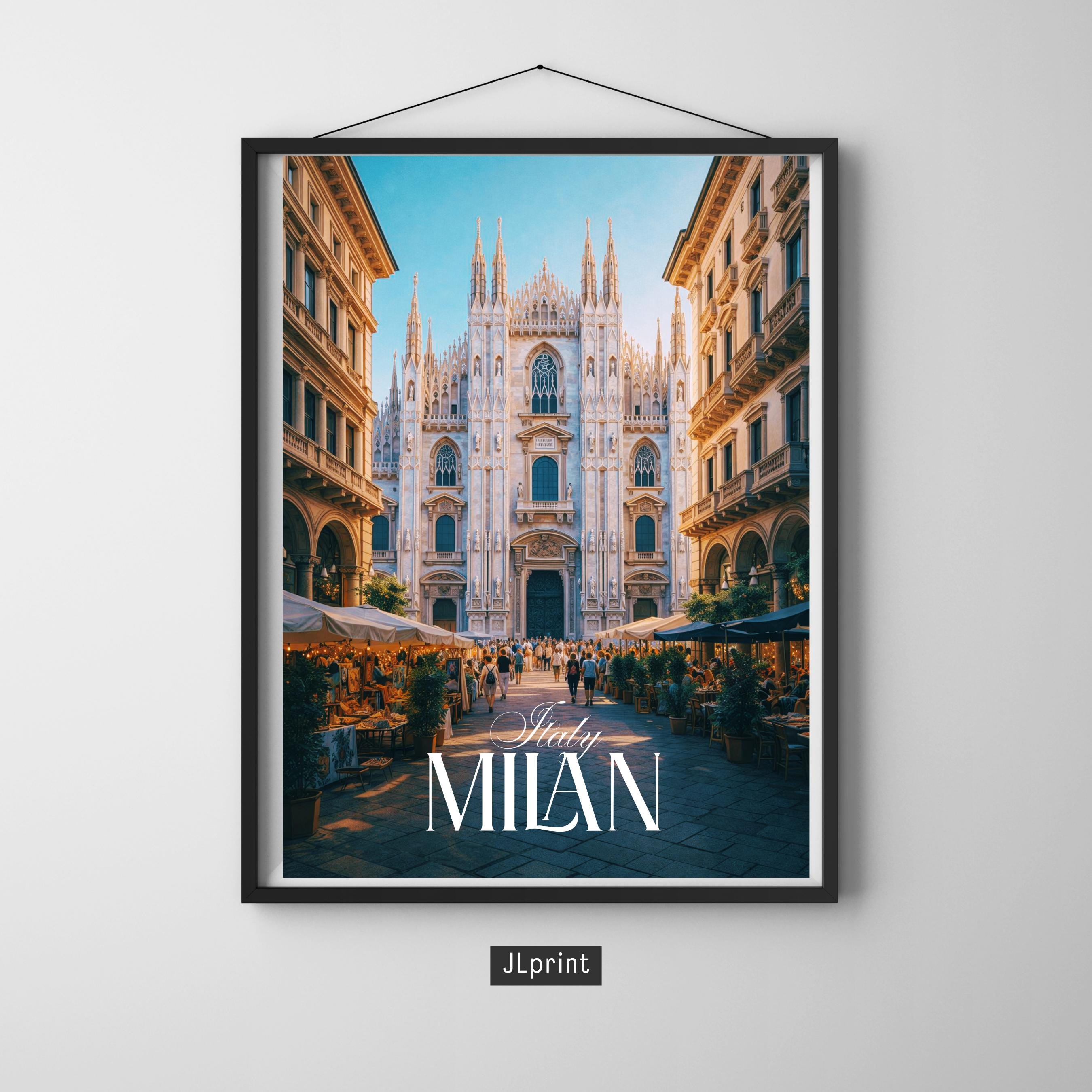 Affiche voyage - Milan, Lombardie, Italie, Dôme de Milan - art moderne, impression, poster