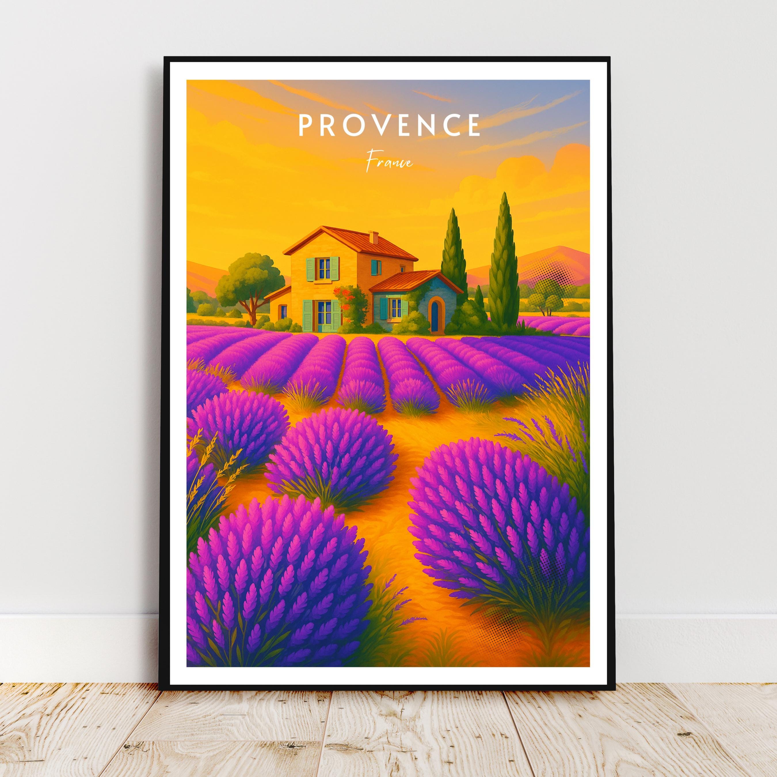 Affiche voyage - Provence, France, Lavande, Provençale - art moderne, impression, poster