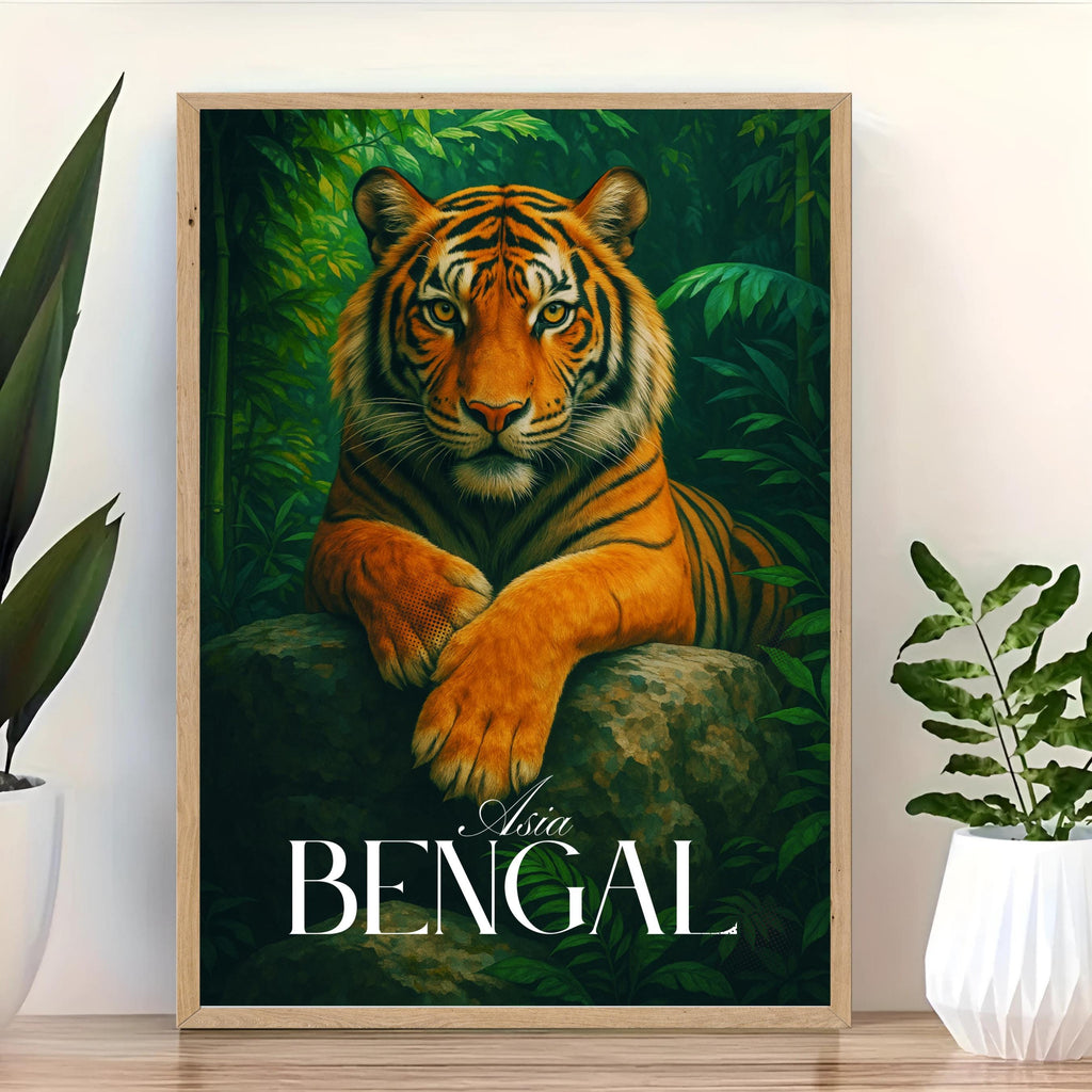 Affiche voyage - Bengal, Inde, Bangladesh, Tigre - art moderne, impression, poster
