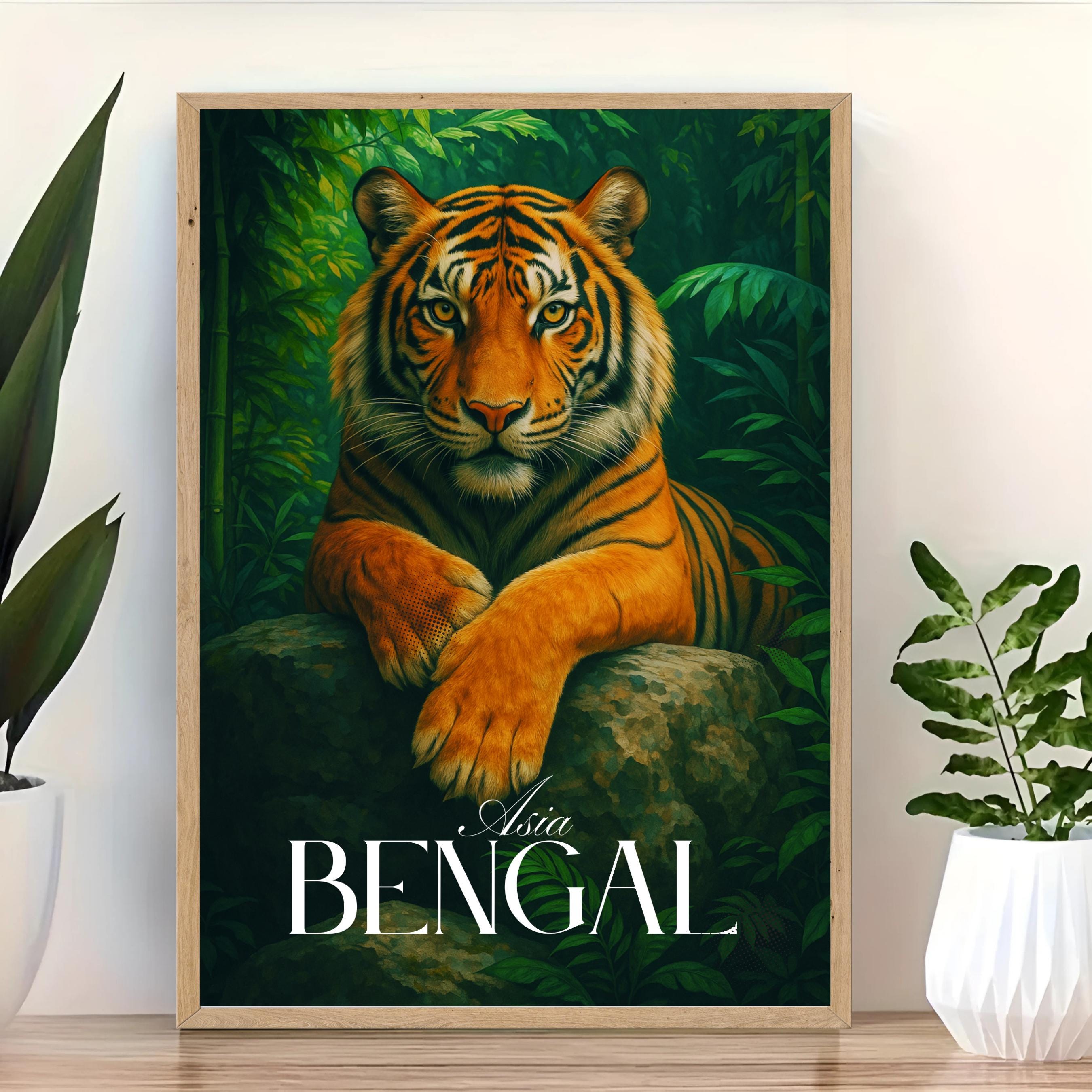Affiche voyage - Bengal, Inde, Bangladesh, Tigre - art moderne, impression, poster