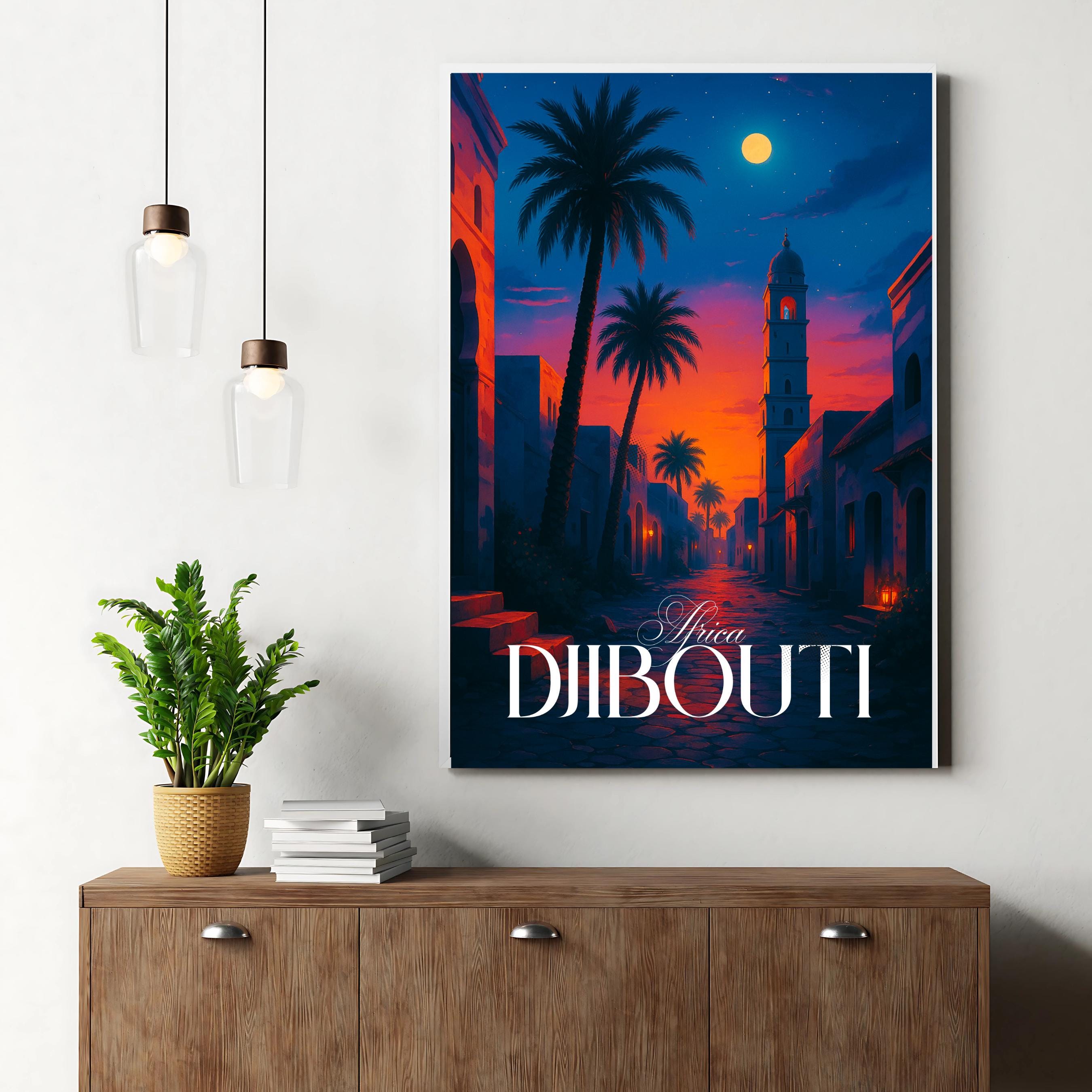 Affiche voyage - Djibouti, Afrique, Désert Danakil, Golfe d’Aden - art moderne, impression, poster