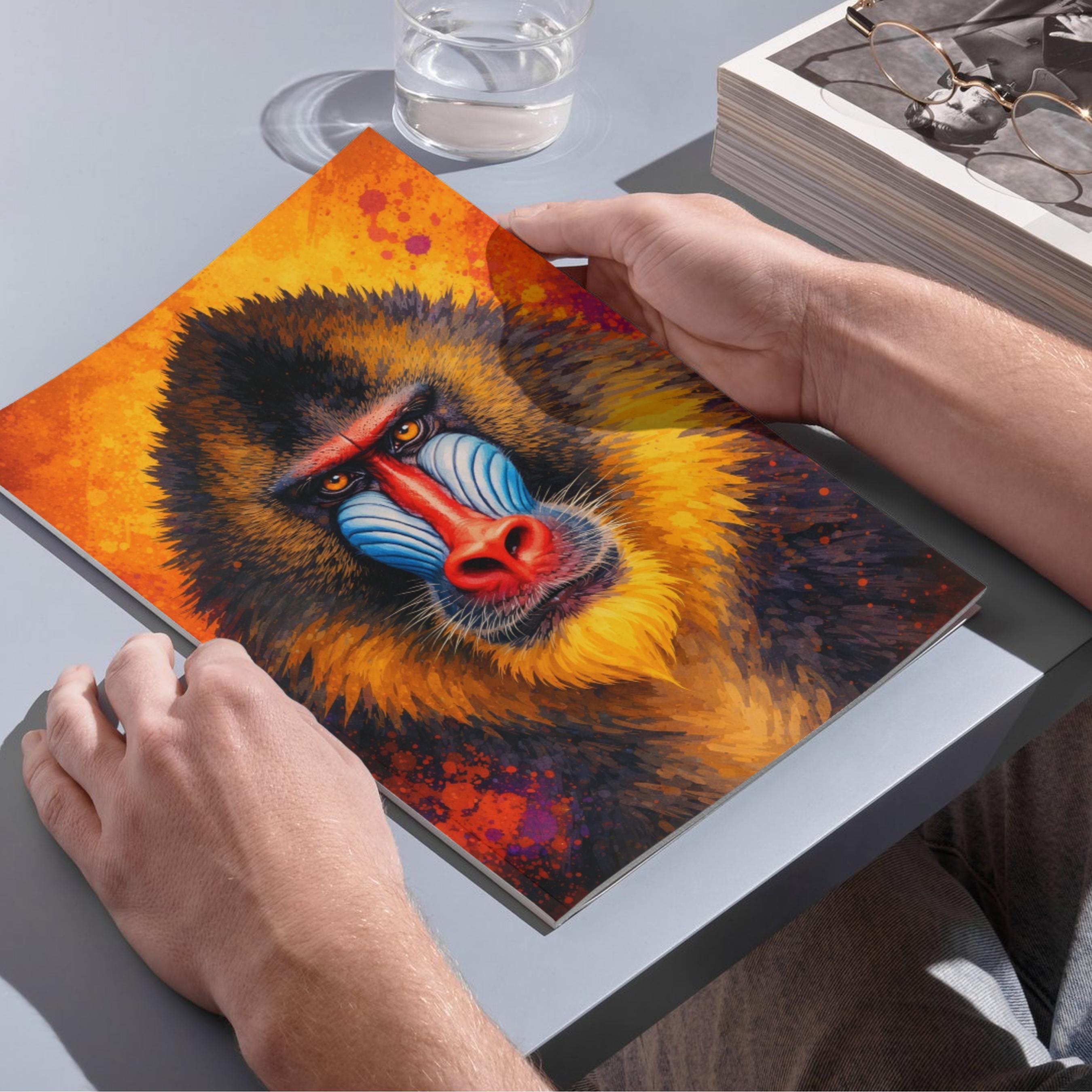 Affiche animaux - Mandrill, Singe, Savane, Afrique - art moderne, impression, poster