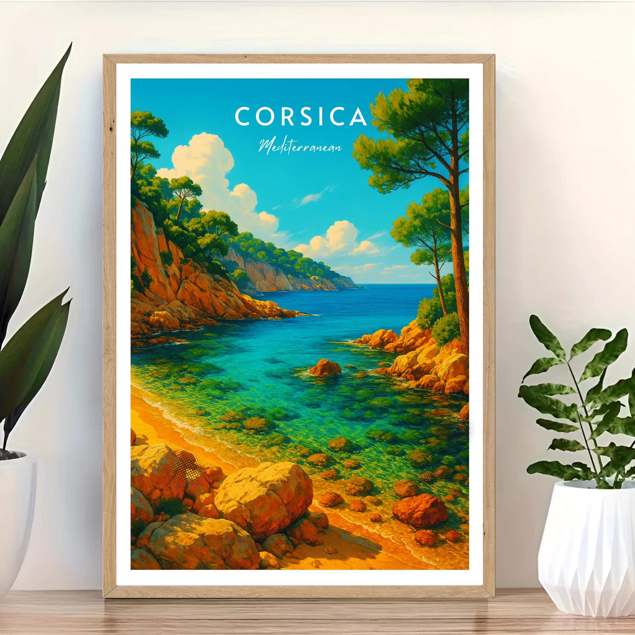 Affiche voyage - Corse, Méditerranée, France, Plage - moderne, impression, poster