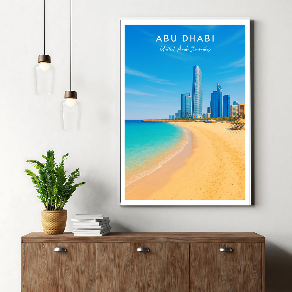 Affiche voyage - Abou Dabi, Emirats Arabes Unis, Moyen Orient, Asie - art moderne, impression, poster