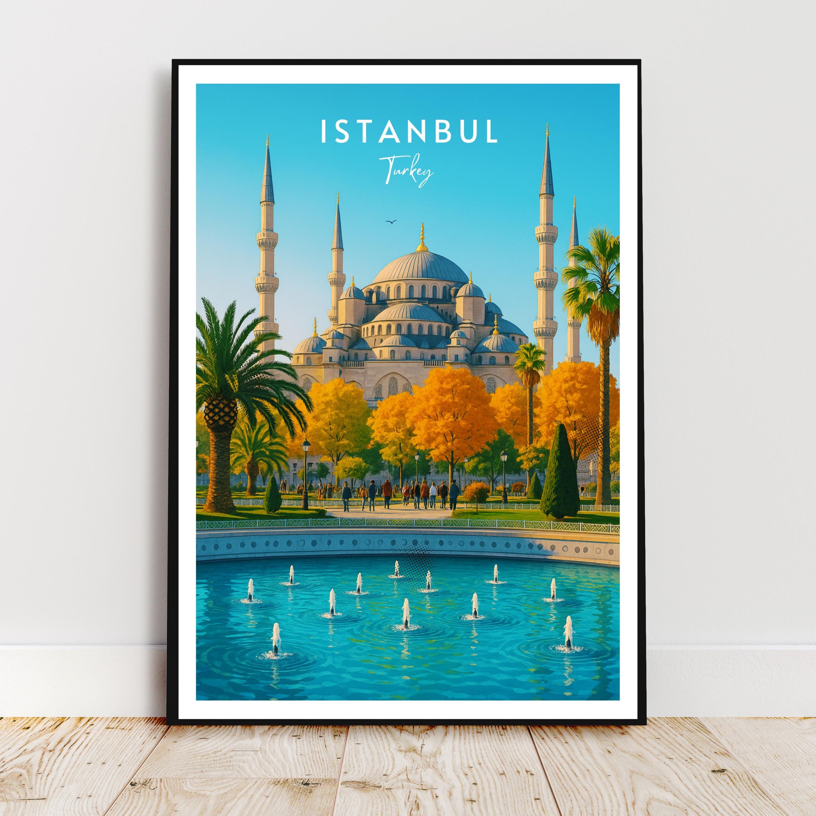 Affiche voyage - Istanbul, Turquie, Asie, Mosquée Bleue - art moderne, impression, poster