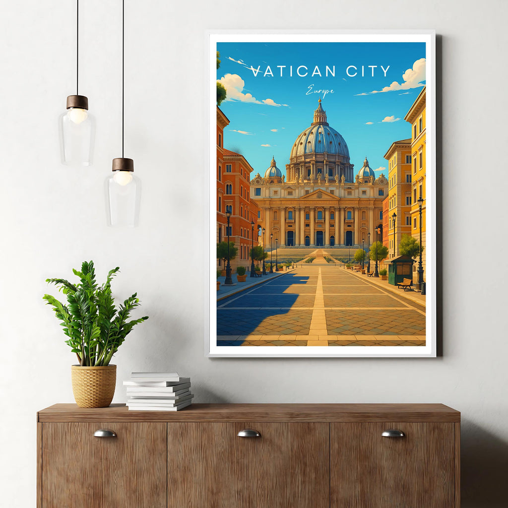 Affiche voyage - Cité du Vatican, Europe, Basilique Saint-Pierre, Unesco - art moderne, impression, poster