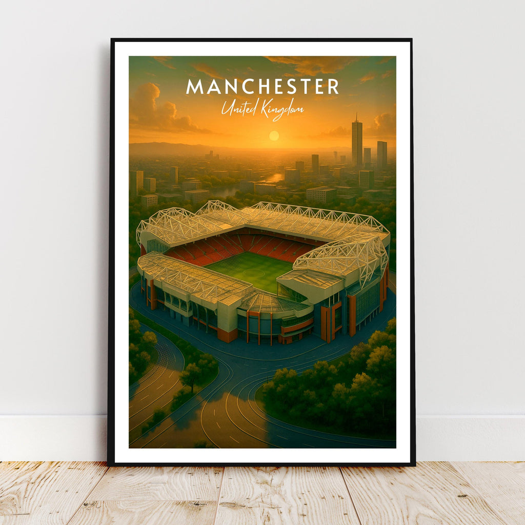 Affiche sport - Football, Manchester, Angleterre, Stade Old Trafford - art moderne, impression, poster