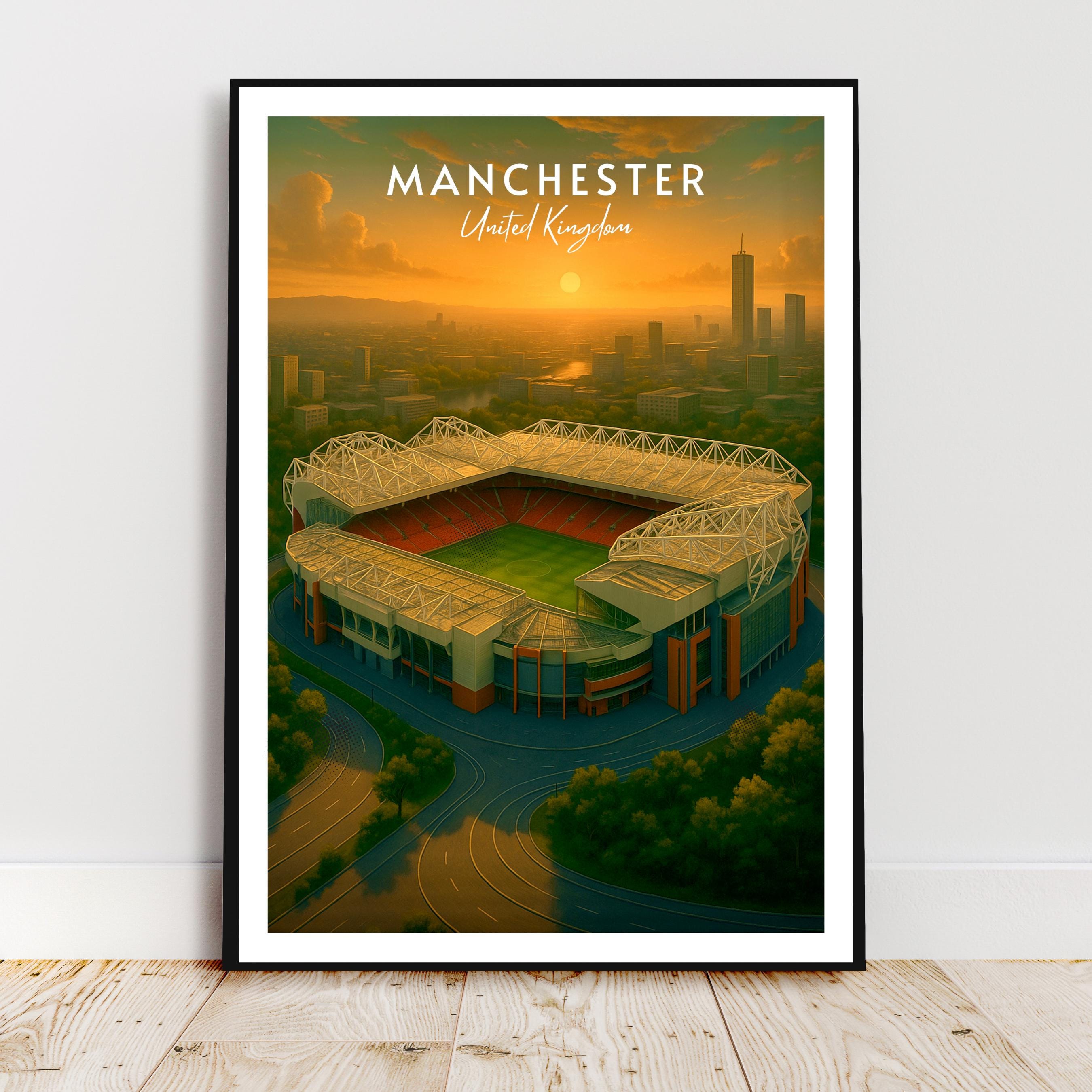 Affiche sport - Football, Manchester, Angleterre, Stade Old Trafford - art moderne, impression, poster
