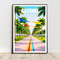 Affiche voyage - Cayenne, Guyane Française, Amazonie, Amérique - art moderne, impression, poster