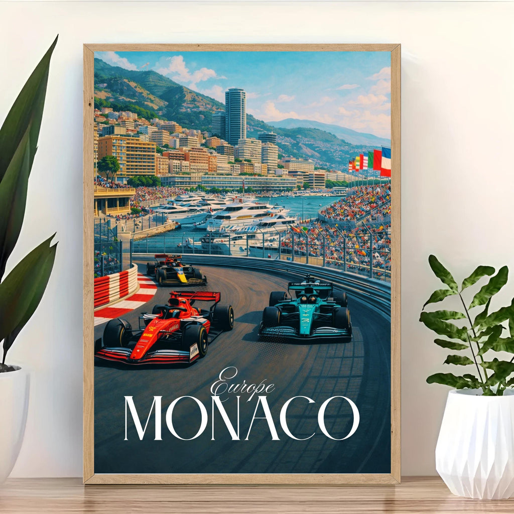 Affiche sport - Course Automobile, Formule 1, Monaco, Circuit - art moderne, impression, poster