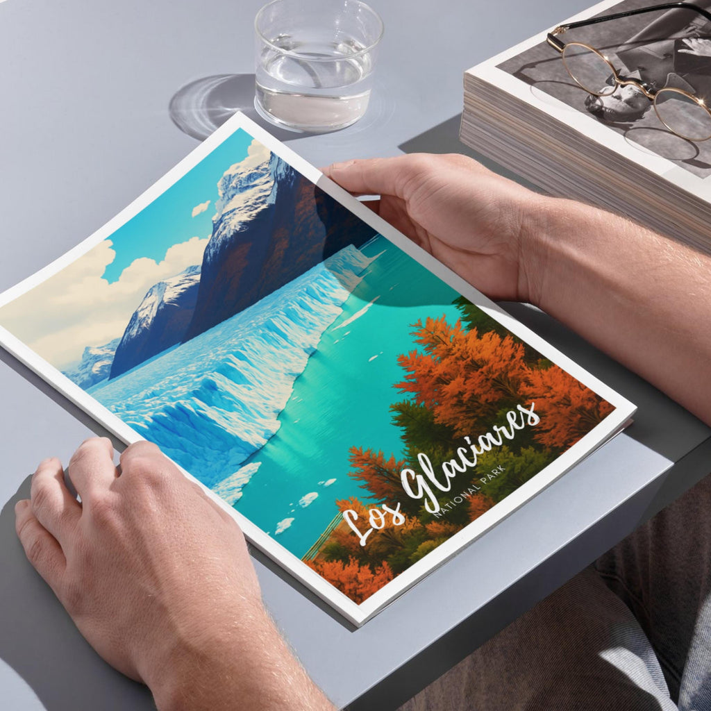 Affiche voyage -  Los Glaciares, Parc National, Argentine, Glacier - art moderne, impression, poster
