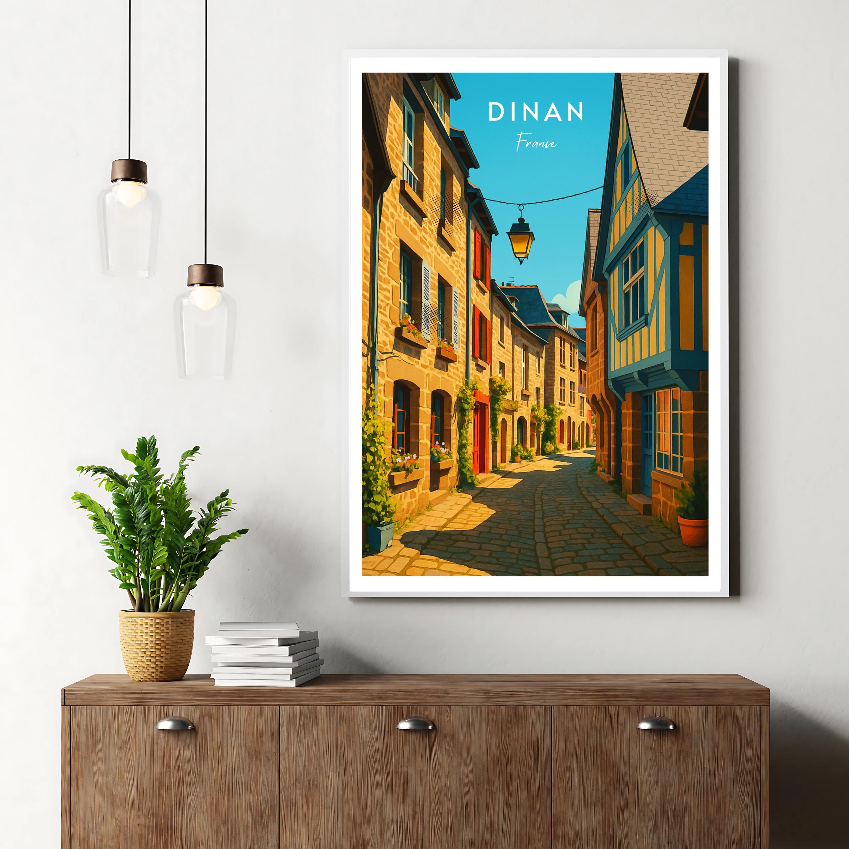 Affiche voyage - Dinan, Bretagne, France, Vielle Ville - moderne, impression, poster