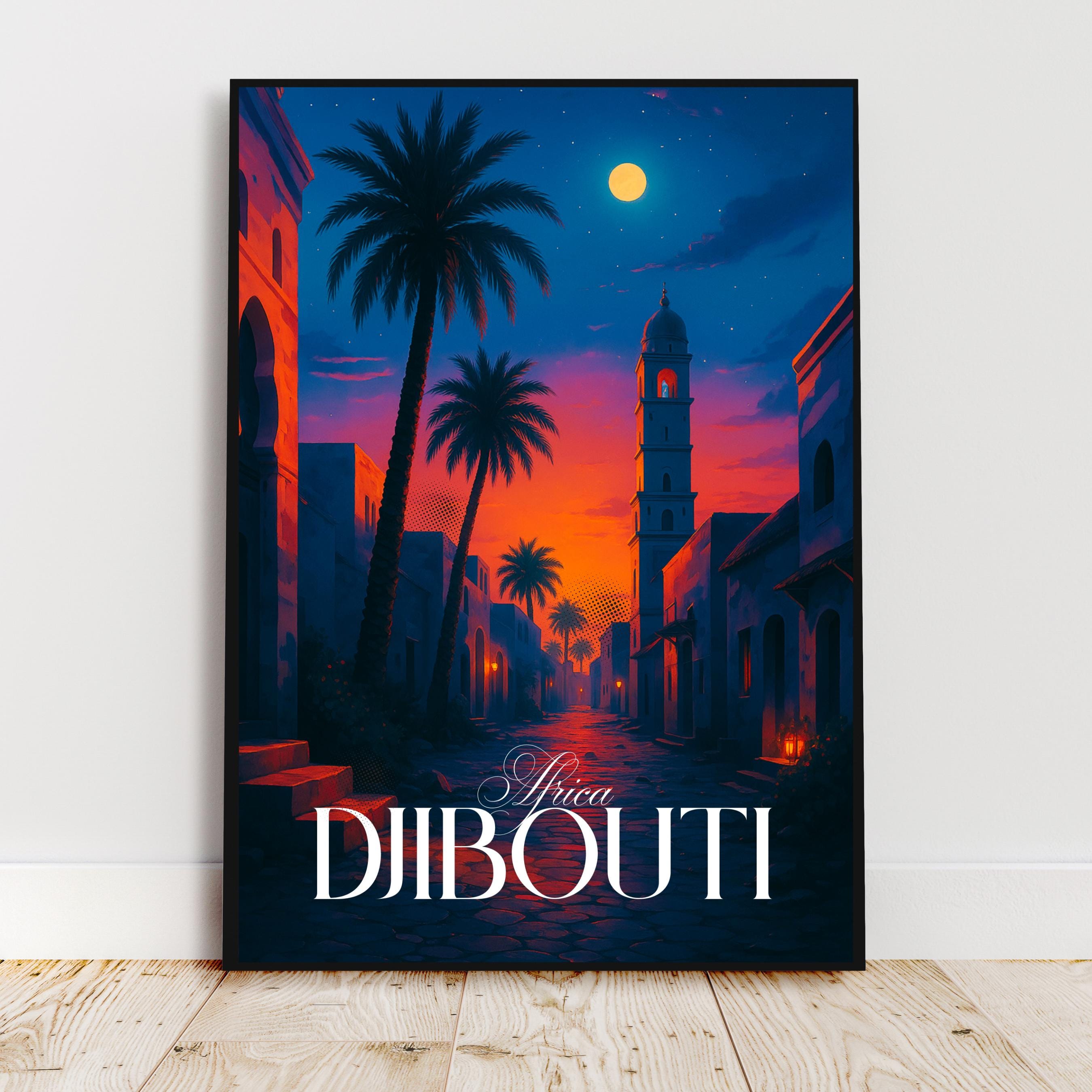 Affiche voyage - Djibouti, Afrique, Désert Danakil, Golfe d’Aden - art moderne, impression, poster