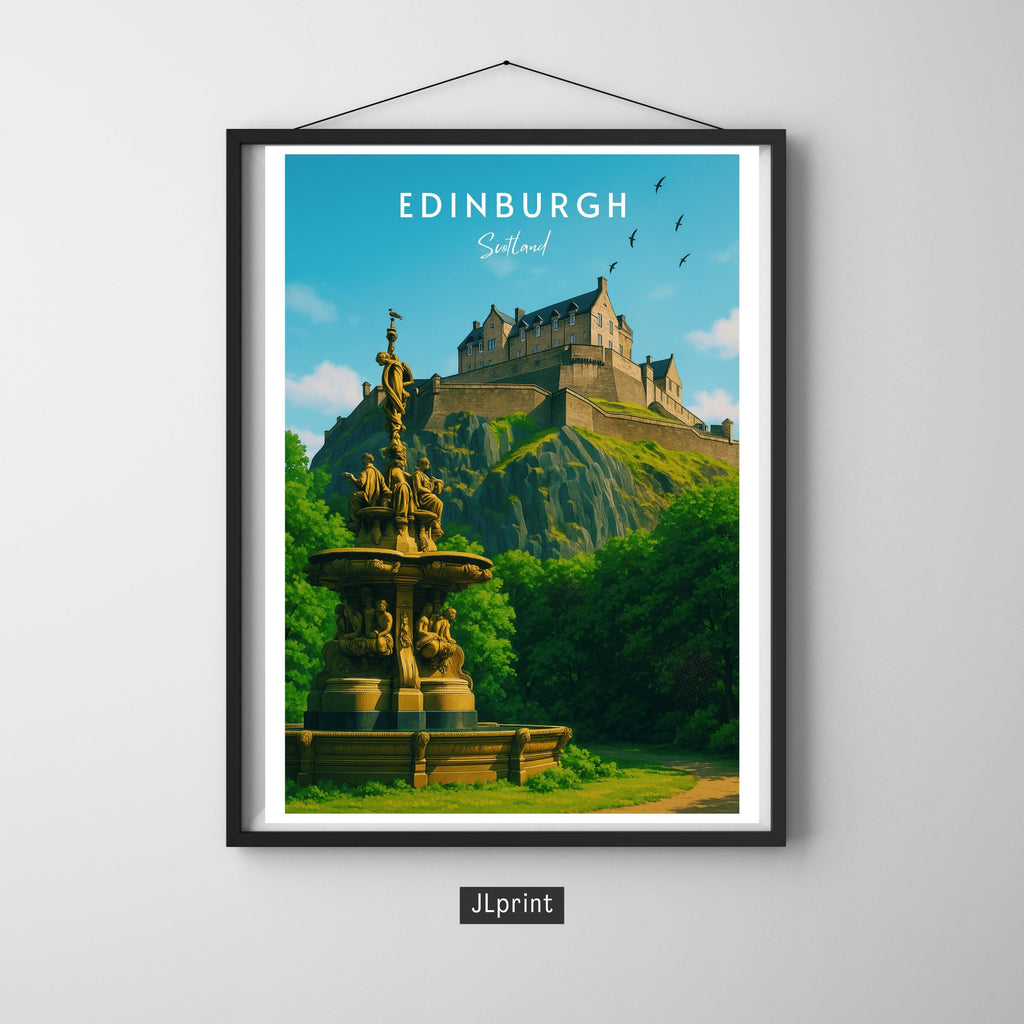 Affiche voyage - Edimbourg, Ecosse, Royaume Uni, Chateau d’Edimbourg - art moderne, impression, poster