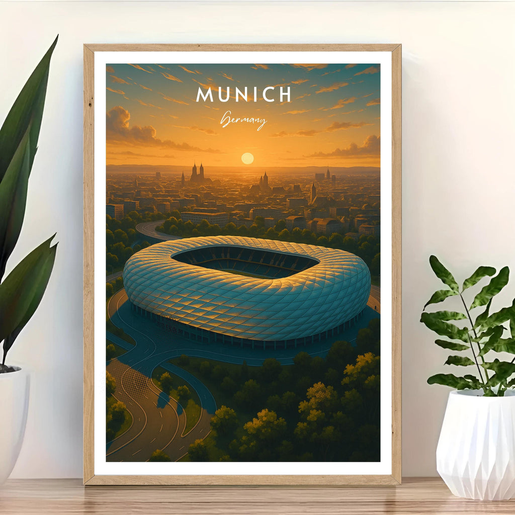 Affiche sport - Football, Munich, Allemagne, Stade Allianz Arena - art moderne, impression, poster
