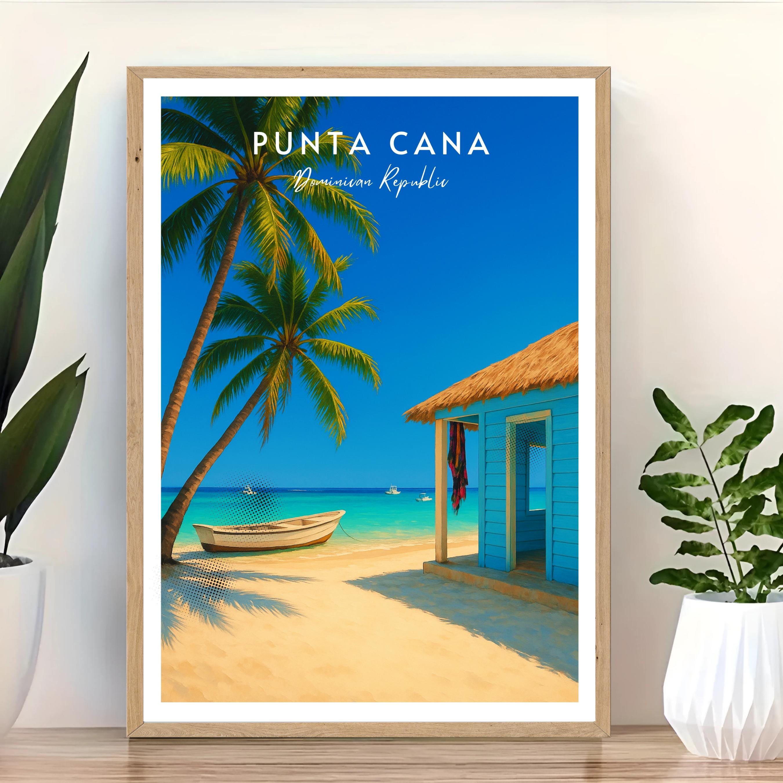 Affiche voyage - Punta Cana, République Dominicaine, Caraïbes, Plage - art moderne, impression, poster