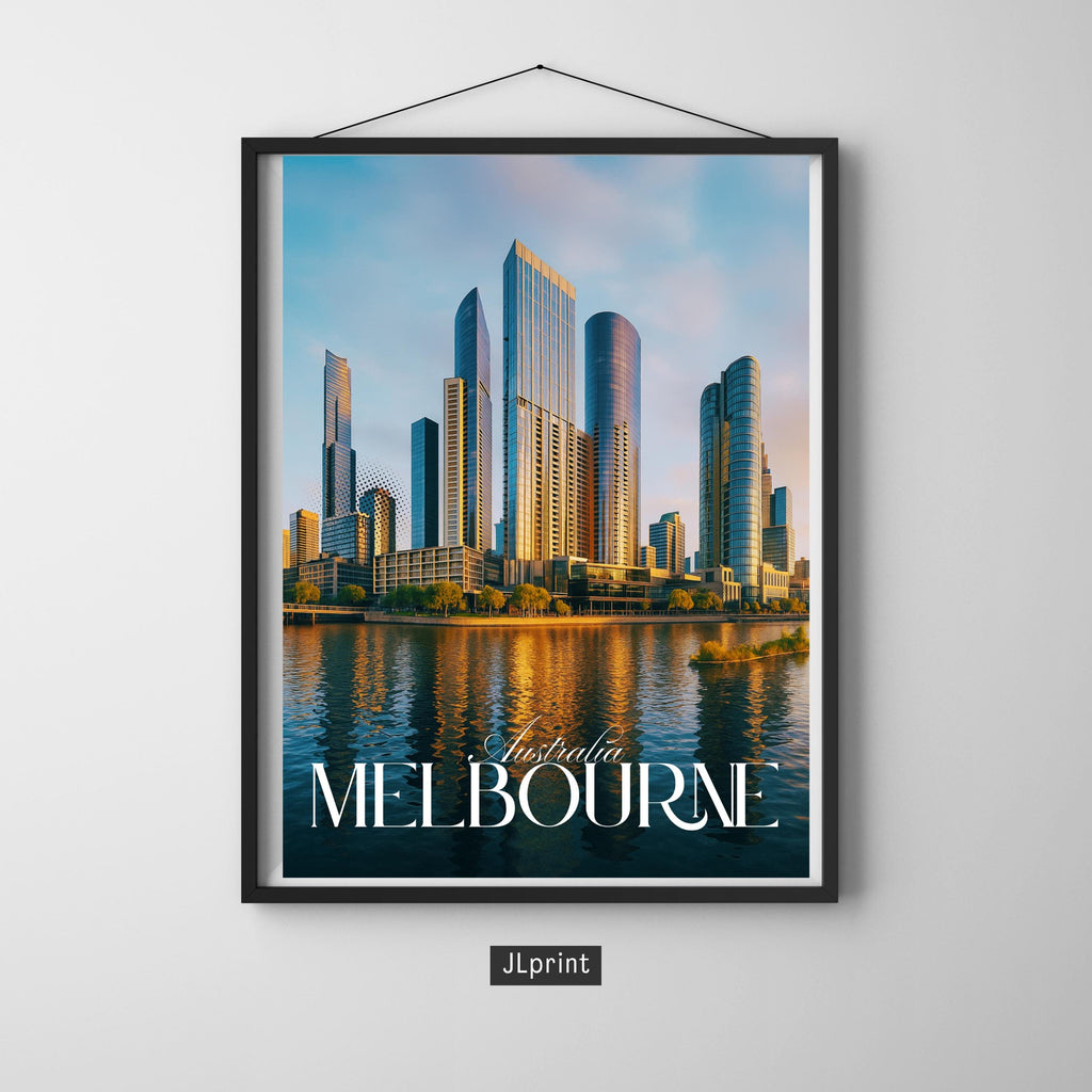 Affiche voyage - Melbourne, Australie, Océanie, Skyline - art moderne, impression, poster