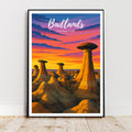 Affiche voyage - Badlands, Parc National, USA, Amerique - art moderne, impression, poster