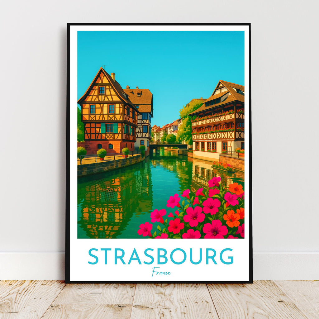 Affiche voyage - Strasbourg, Alsace, France, Rhin - art moderne, impression, poster