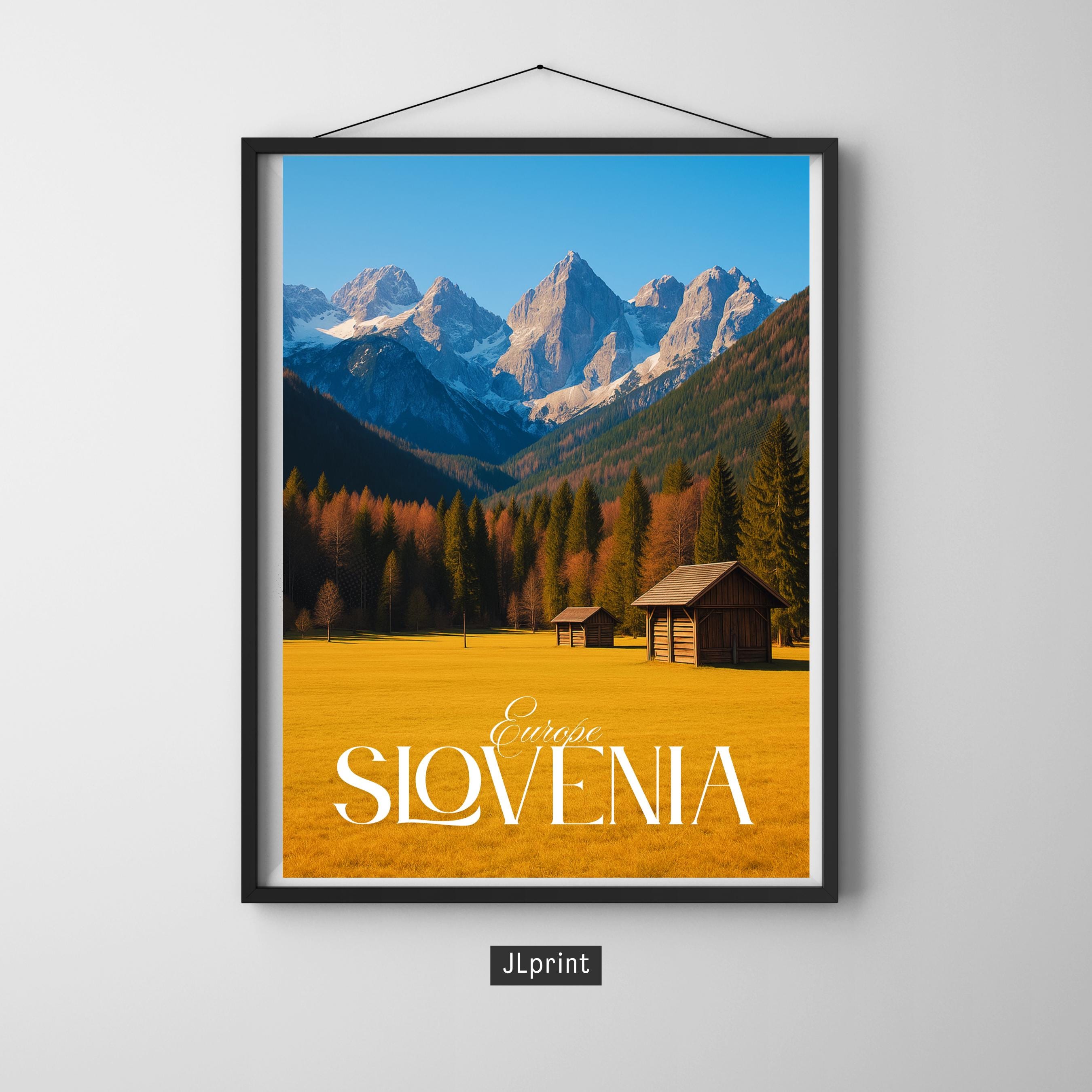 Affiche voyage - Slovénie, Europe, Triglav, Alpes Juliennes - art moderne, impression, poster