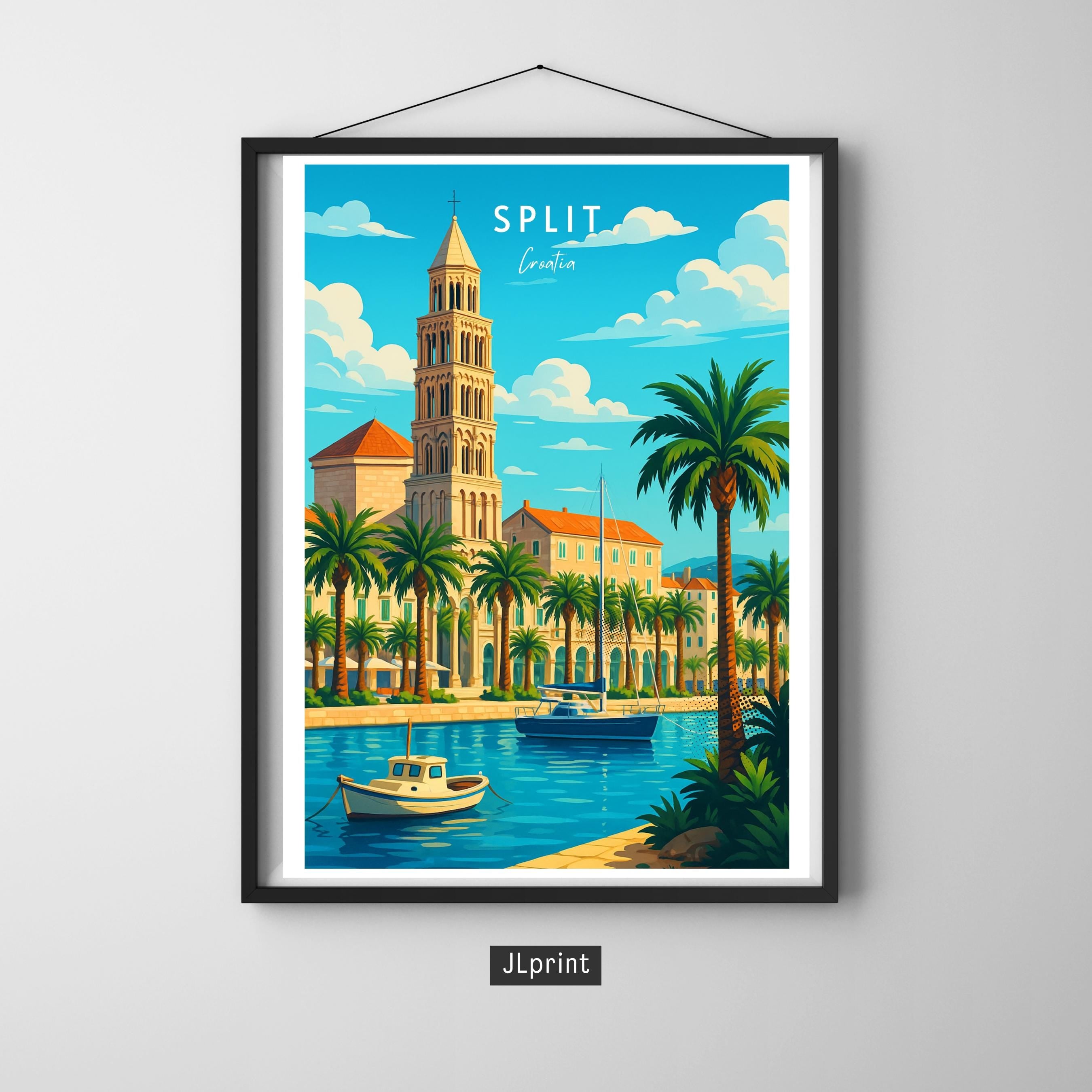 Affiche voyage - Split, Dalmatie, Croatie, Cathédrale Saint-Domnius - art moderne, impression, poster