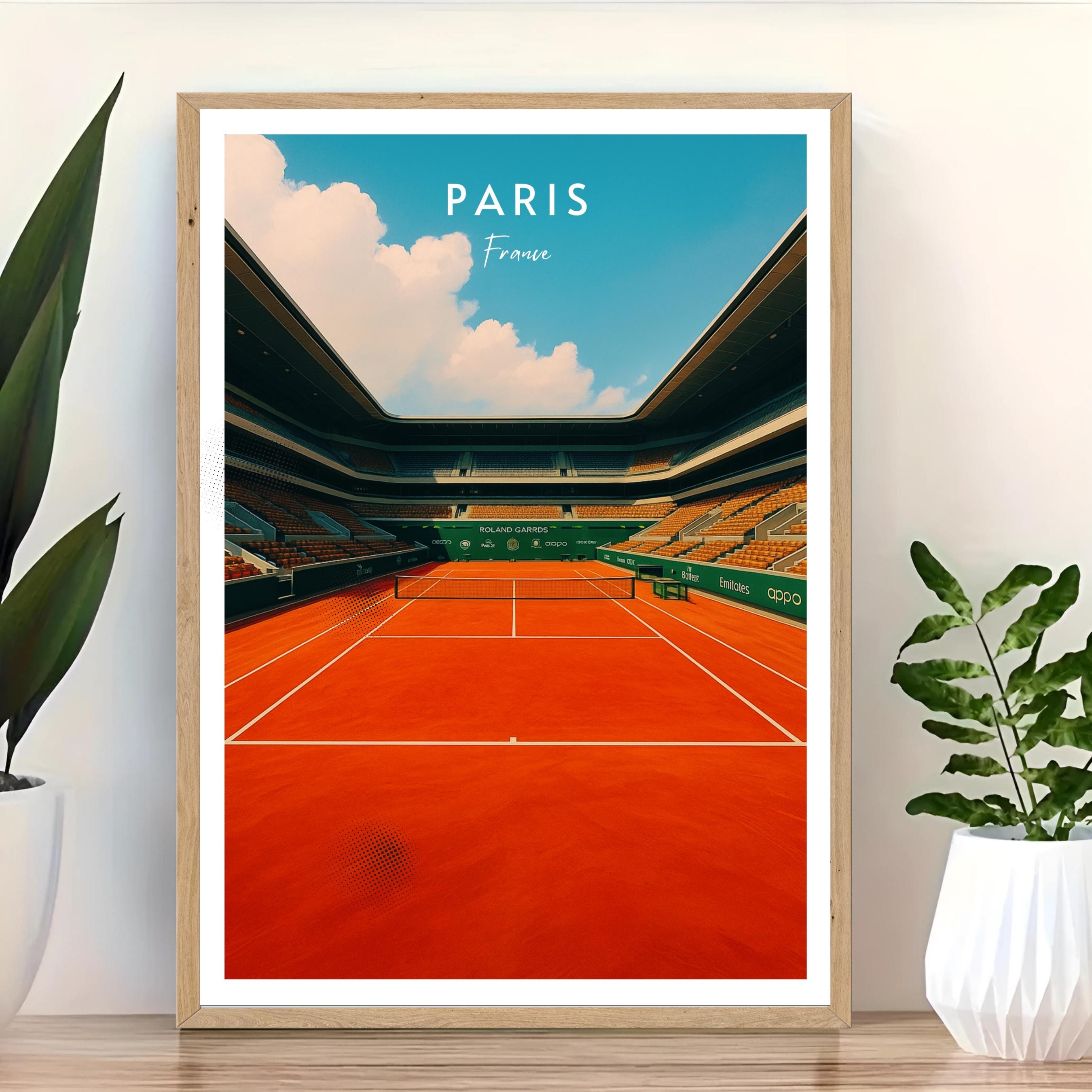 Affiche sport - Tennis, Paris, France, Grand Chelem - art moderne, impression, poster