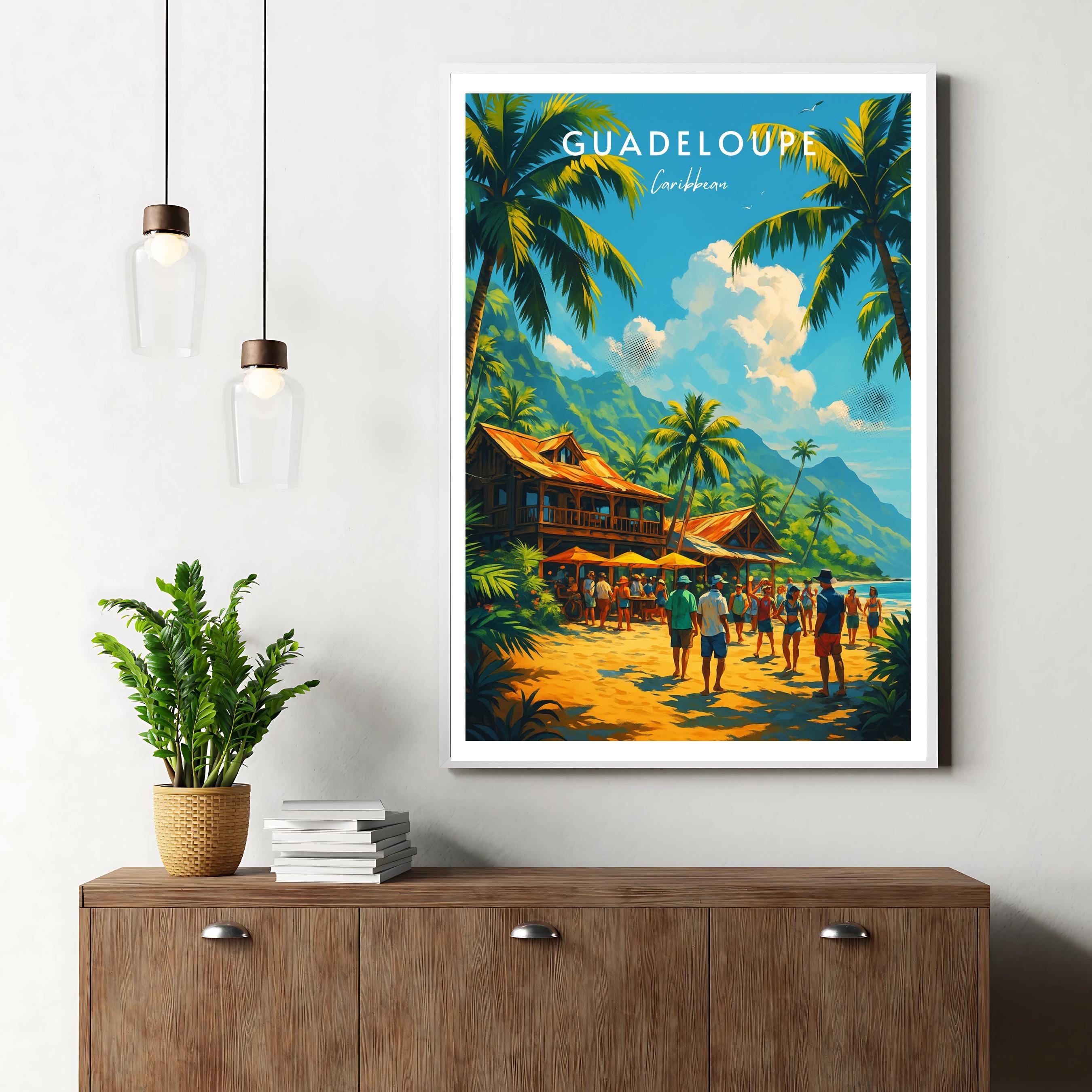 Affiche voyage - Guadeloupe, Outre-Mer, Antilles, Caraïbes - art moderne, impression, poster