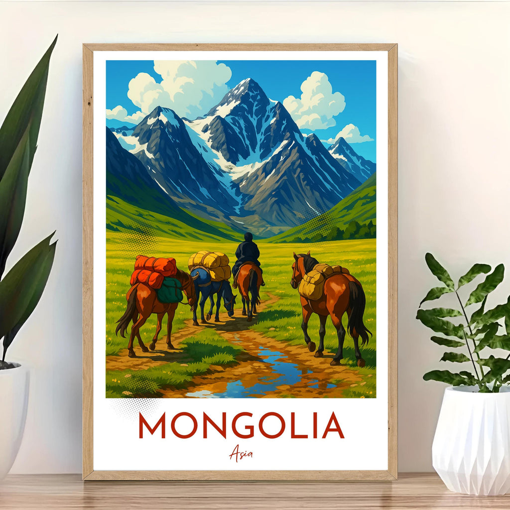 Affiche voyage - Mongolie, Asie, Altai, Parc National - art moderne, impression, poster