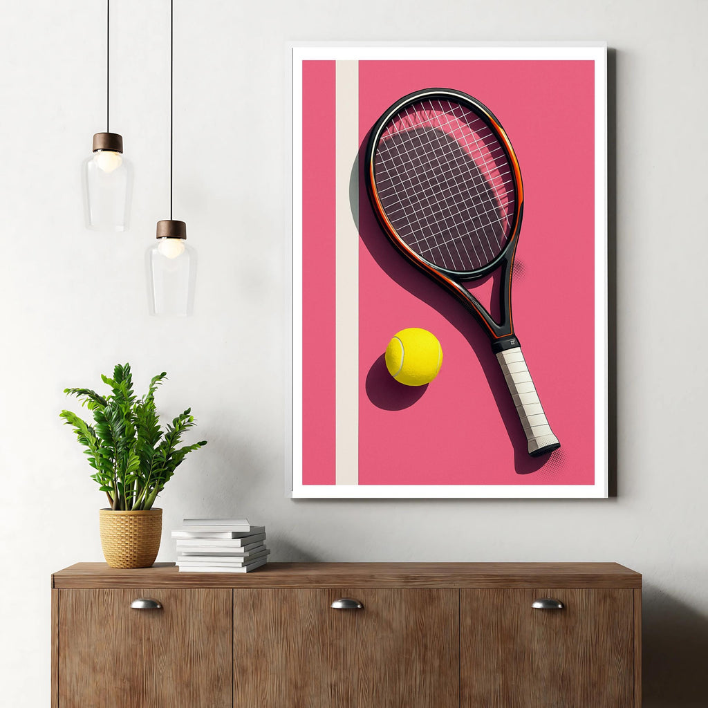 Affiche sport - Tennis, Raquette, Balle, Terrain - moderne, impression, poster