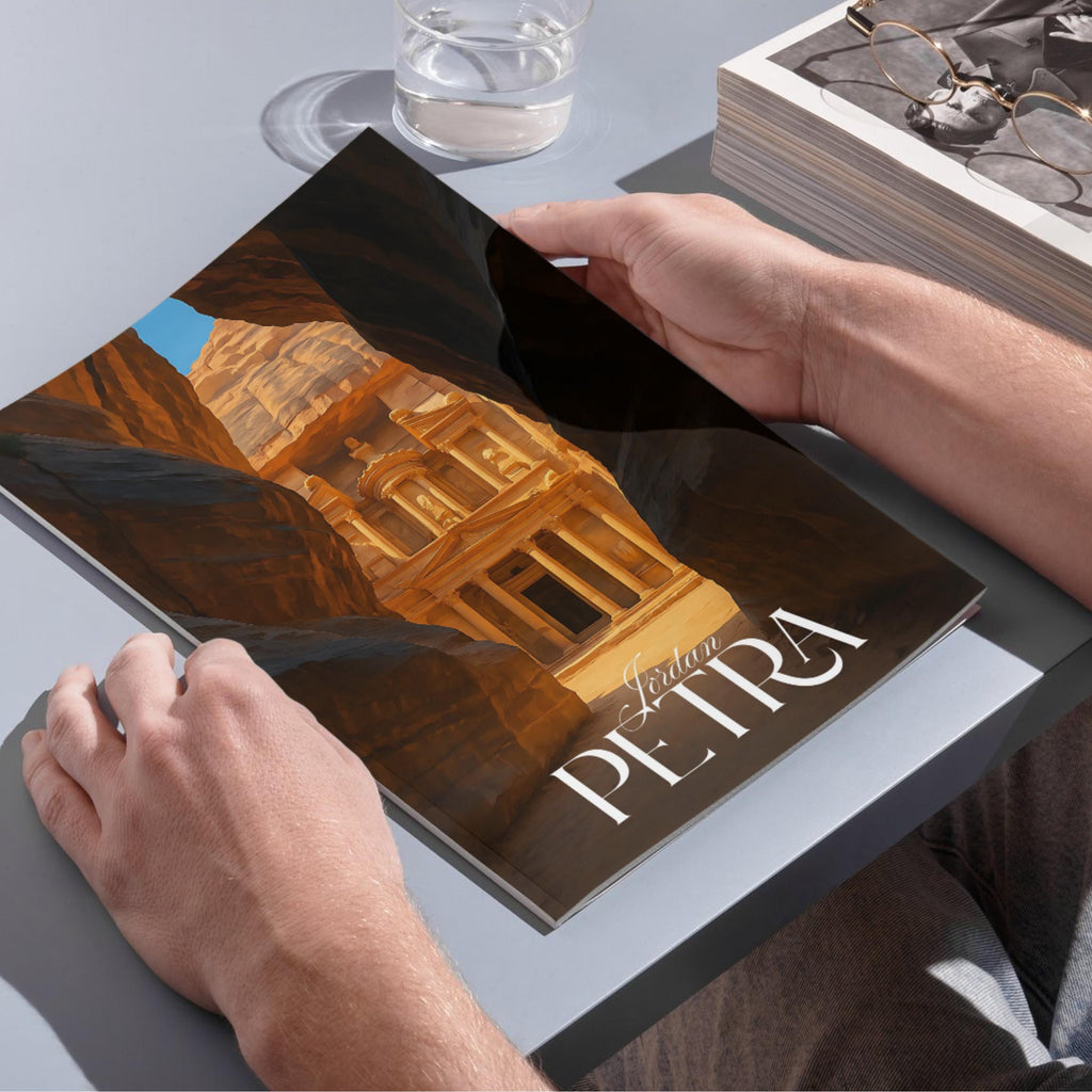 Affiche voyage - Petra, Jordanie, Moyen Orient, Unesco - art moderne, impression, poster