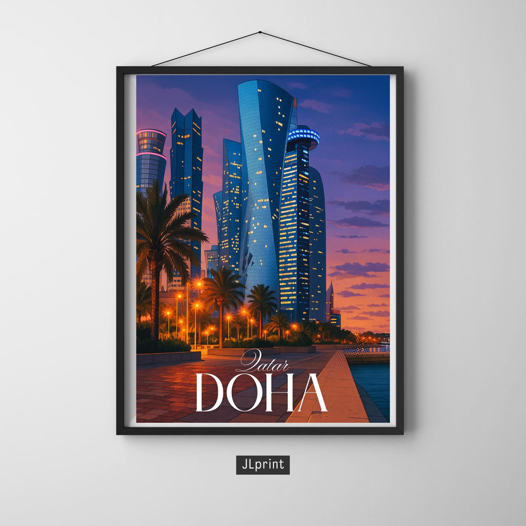 Affiche voyage - Doha, Qatar, Moyen Orient, Asie - art moderne, impression, poster