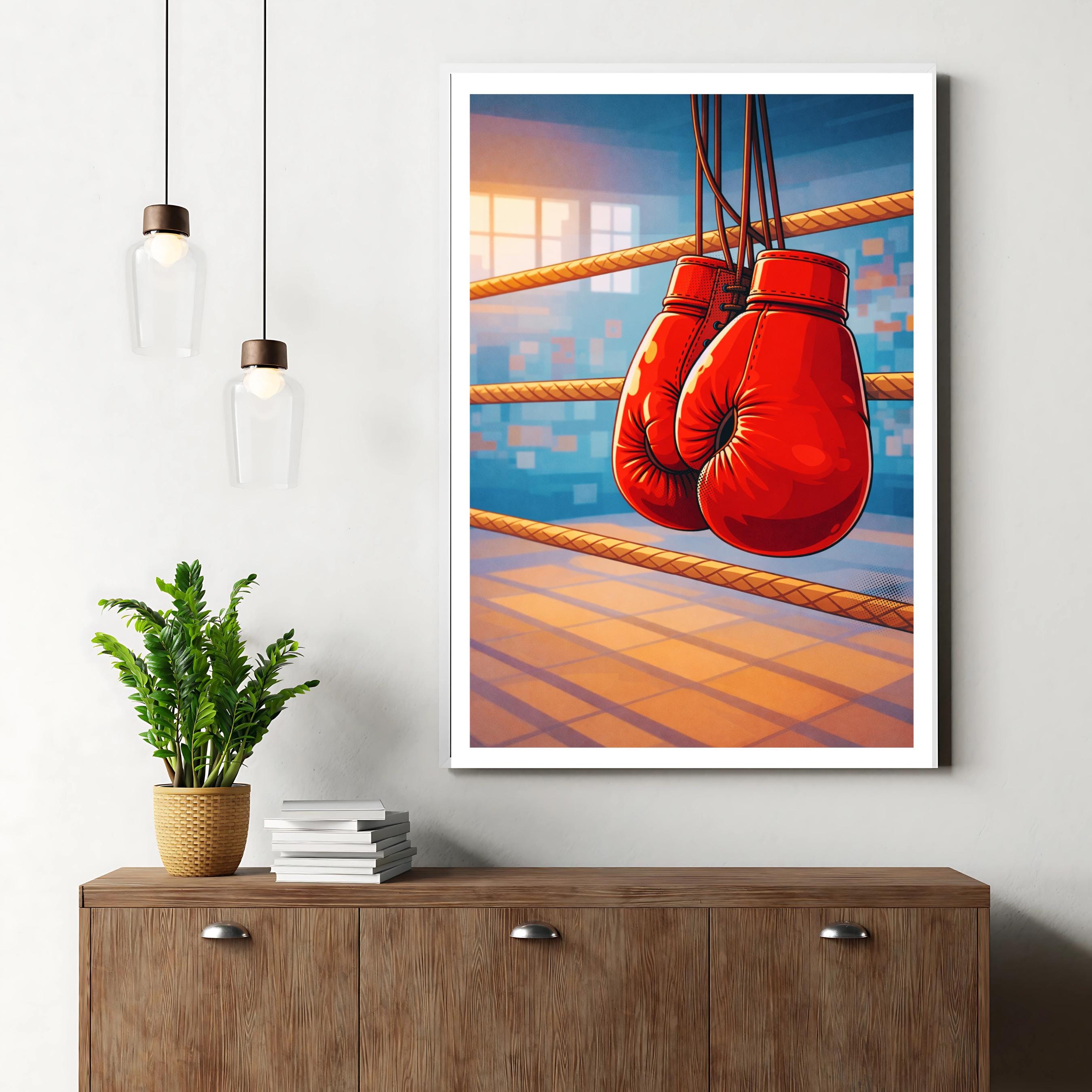 Affiche sport - Boxe, Gants, Ring, Noble Art - art moderne, impression, poster