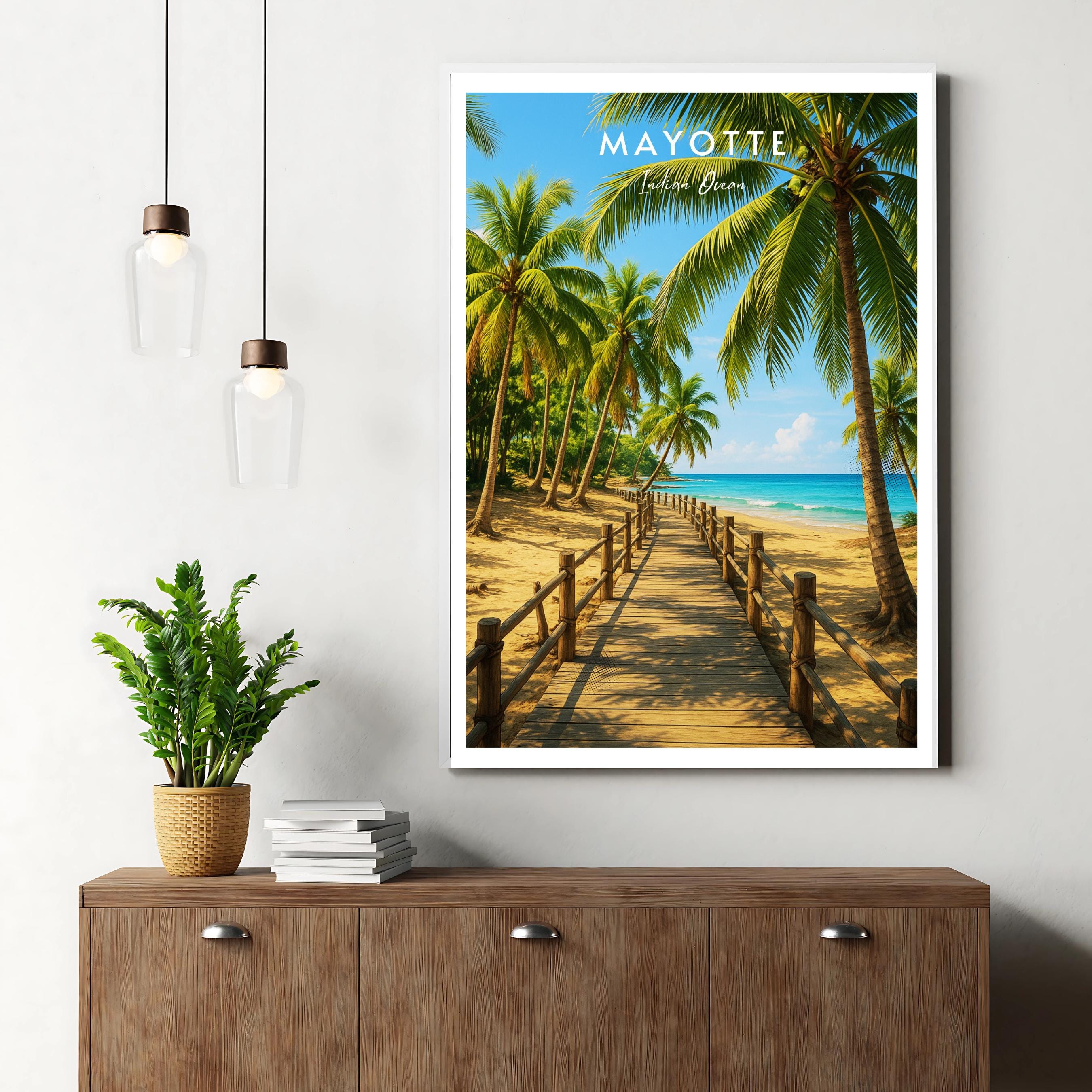 Affiche voyage - Mayotte, Océan Indien, Afrique, Plage - art moderne, impression, poster
