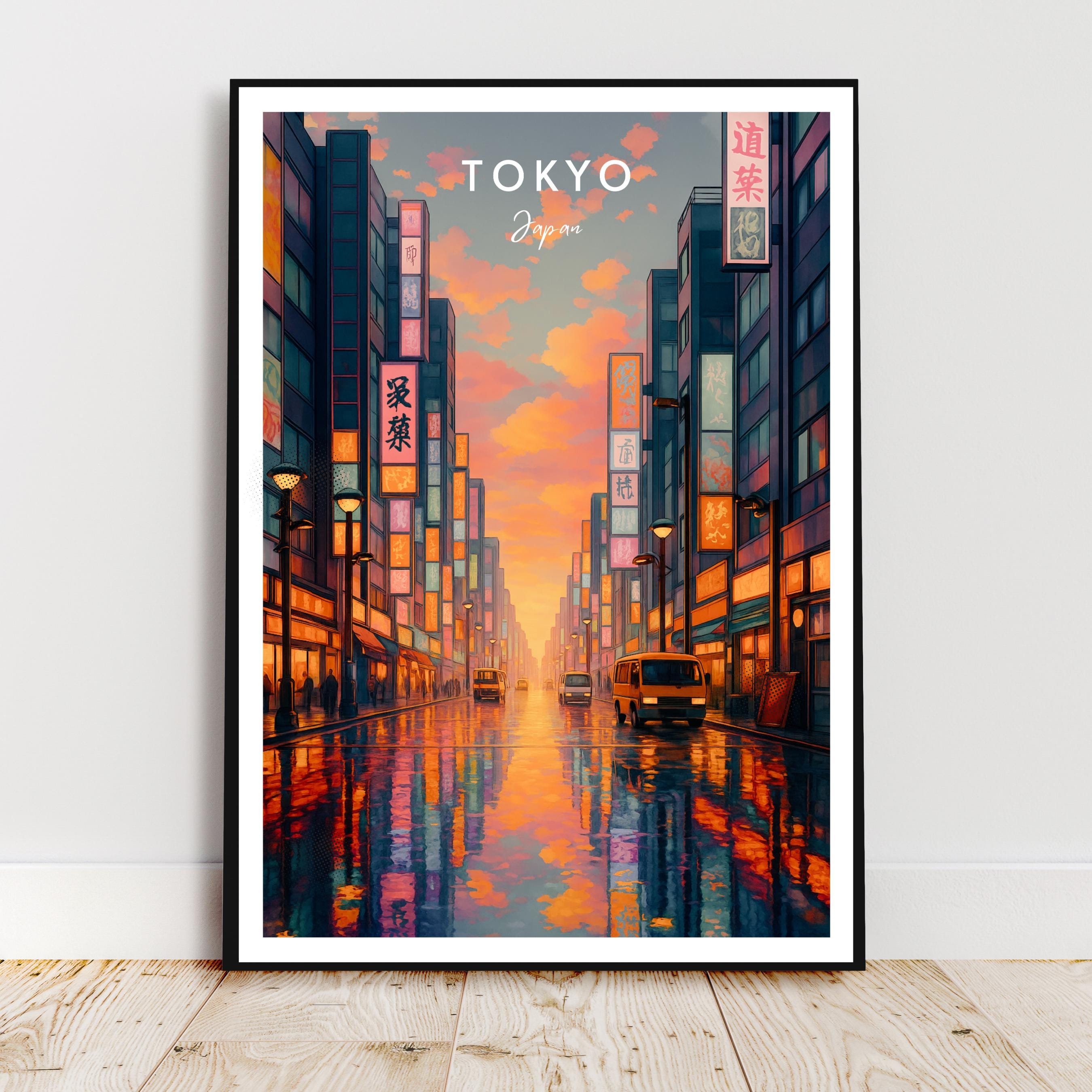 Affiche voyage - Tokyo, Japon, Asie, Rue Animée - art moderne, impression, poster