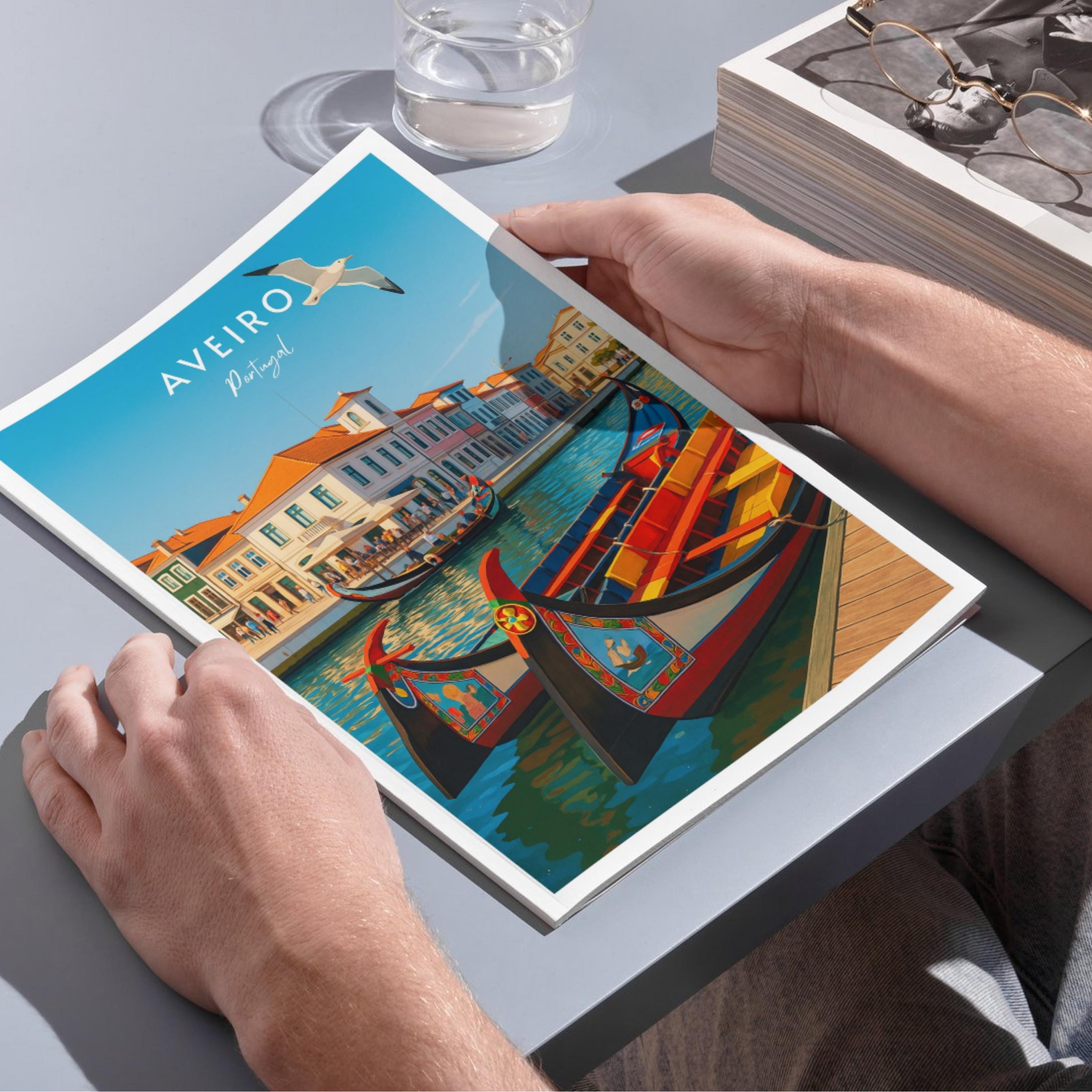 Affiche voyage - Aveiro, Portugal, Europe, Moliceiros - moderne, impression, poster