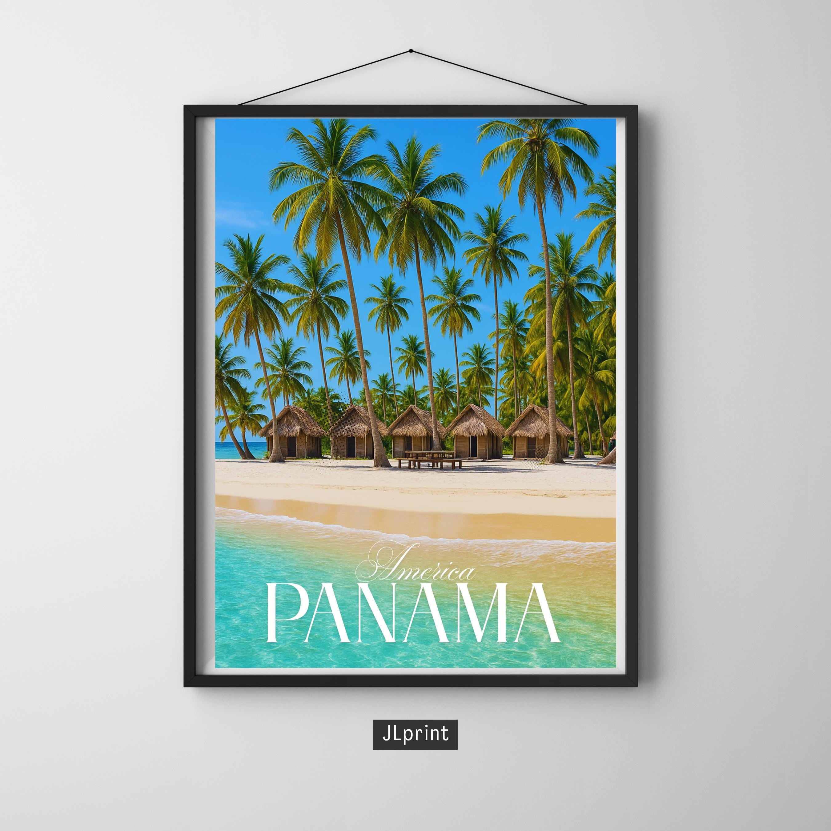 Affiche voyage - Panama, Caraïbes, Amerique, Plage - art moderne, impression, poster