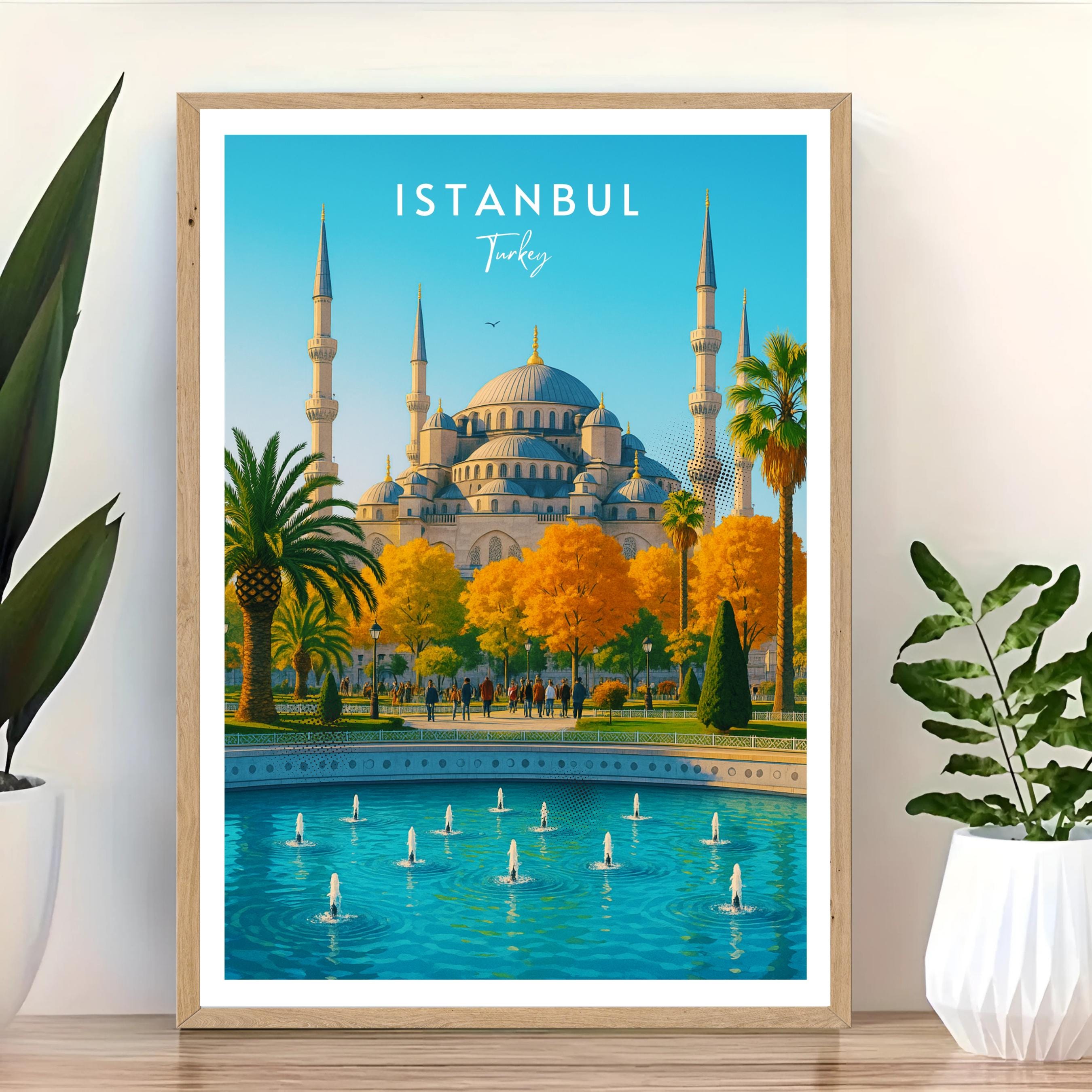 Affiche voyage - Istanbul, Turquie, Asie, Mosquée Bleue - art moderne, impression, poster
