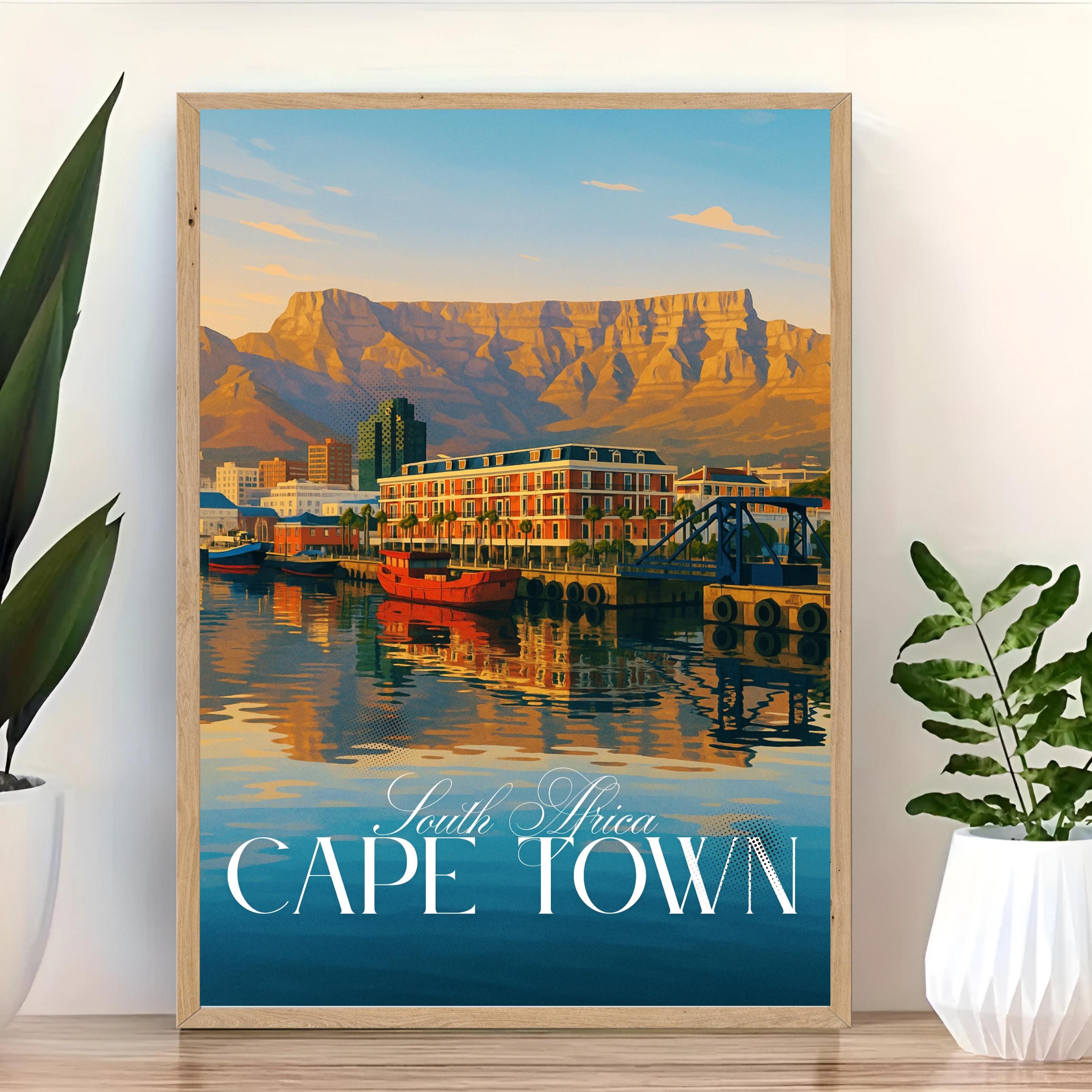 Affiche voyage - Le Cap, Afrique du Sud, Afrique, Table Mountain - art moderne, impression, poster