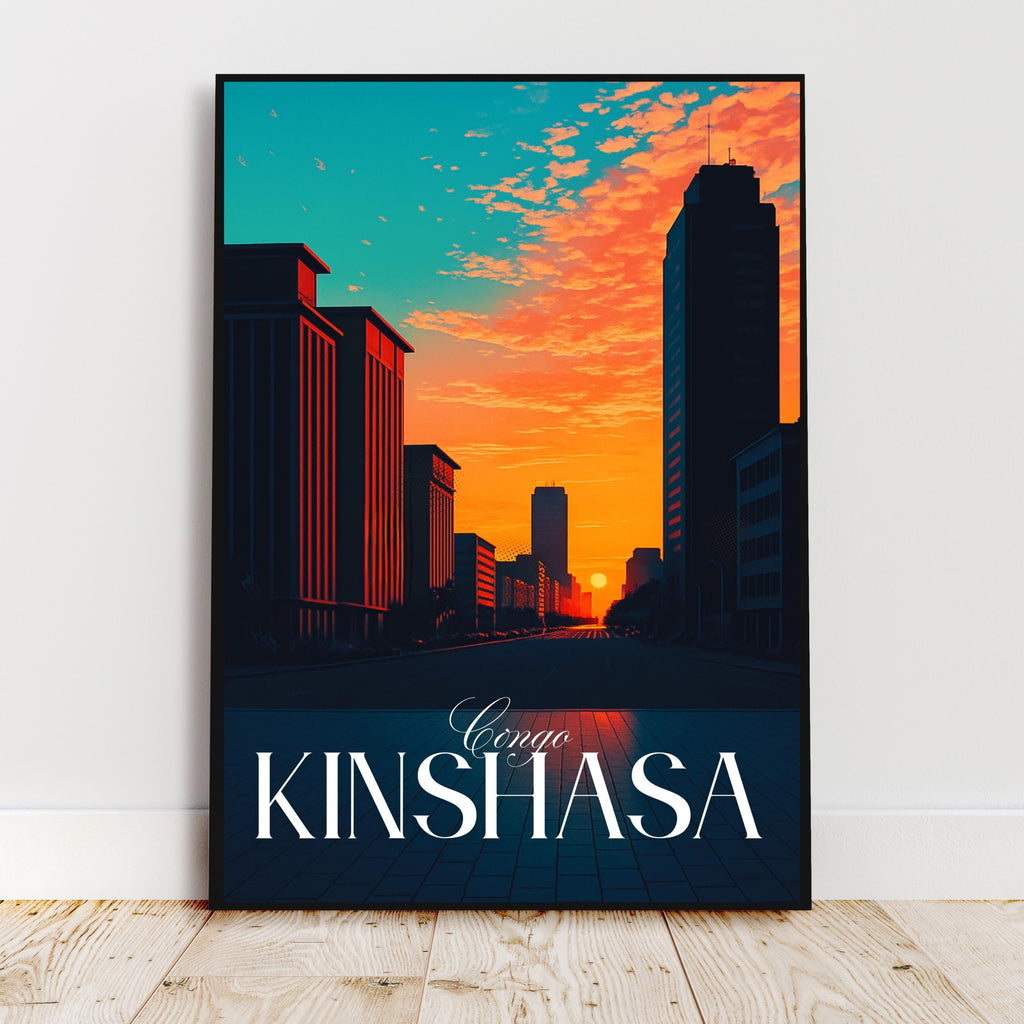 Affiche voyage - Kinshasa, RDC, Congo, Afrique - art moderne, impression, poster