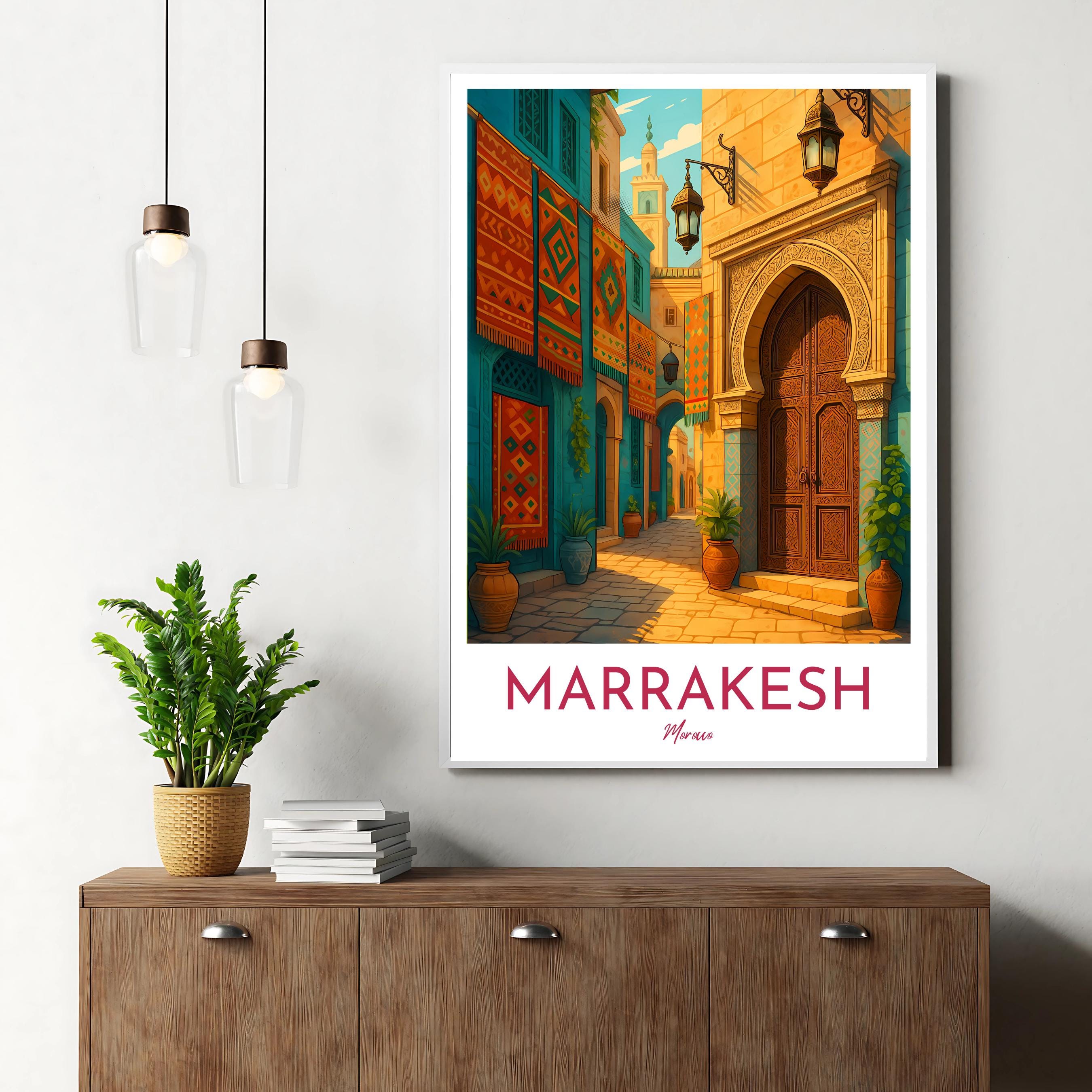 Affiche voyage - Marrakech, Maroc, Maghreb, Médina - art moderne, impression, poster