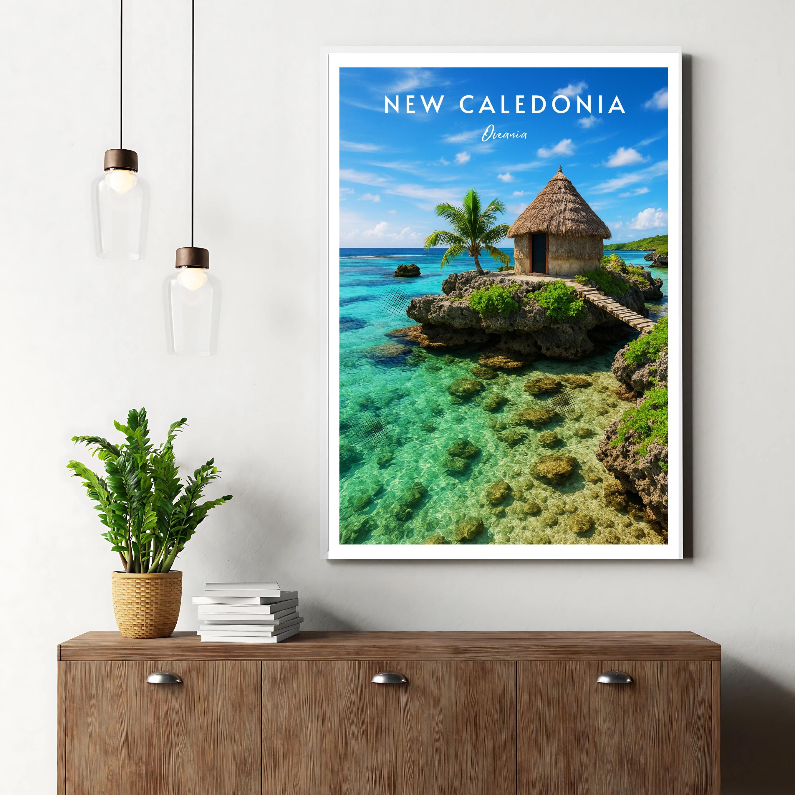 Affiche voyage - Nouvelle Calédonie, Océanie, Océan Pacifique, Lagon - art moderne, impression, poster