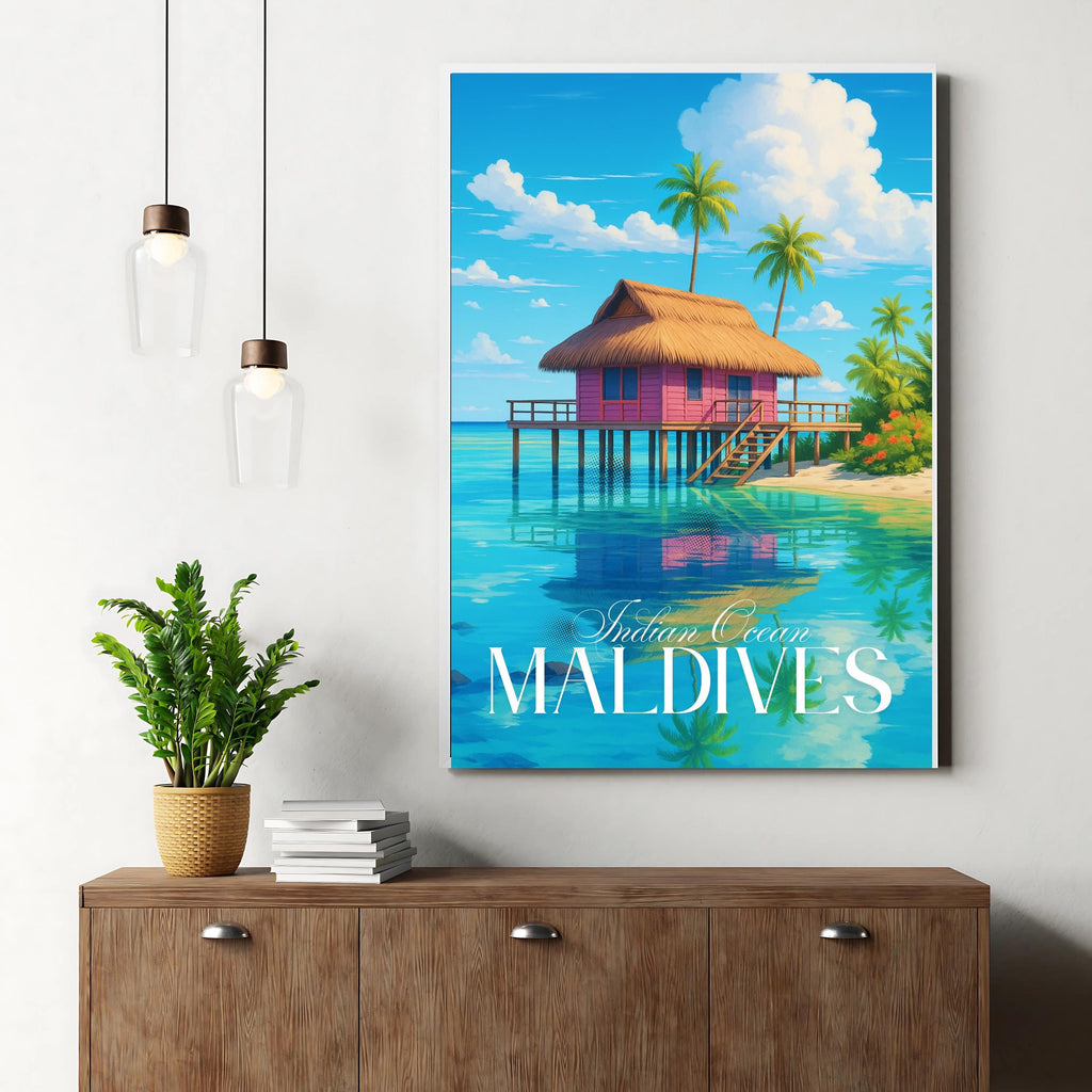 Affiche voyage - Maldives, Vaadhoo, Asie, Océan Indien - art moderne, impression, poster