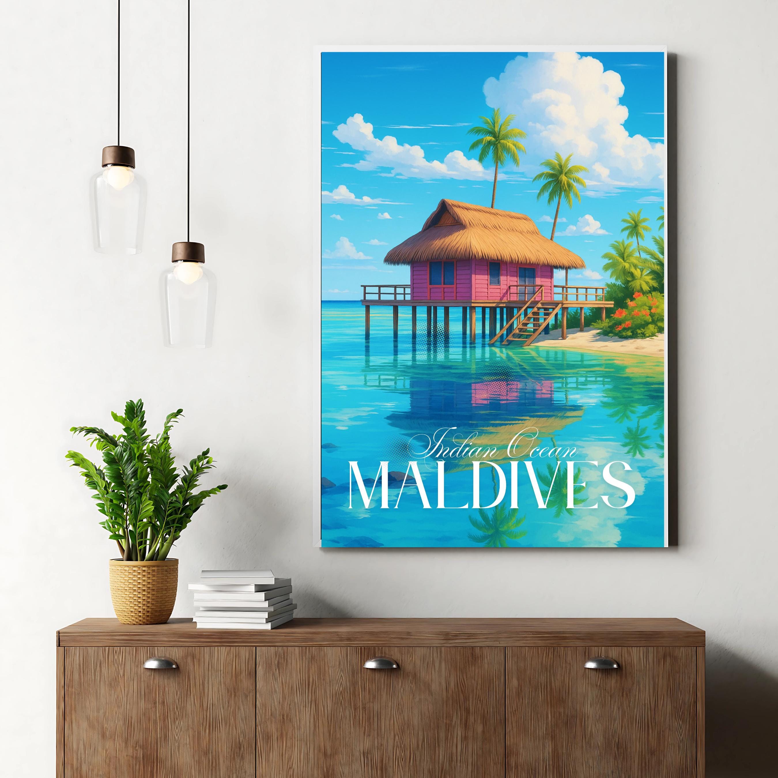 Affiche voyage - Maldives, Vaadhoo, Asie, Océan Indien - art moderne, impression, poster
