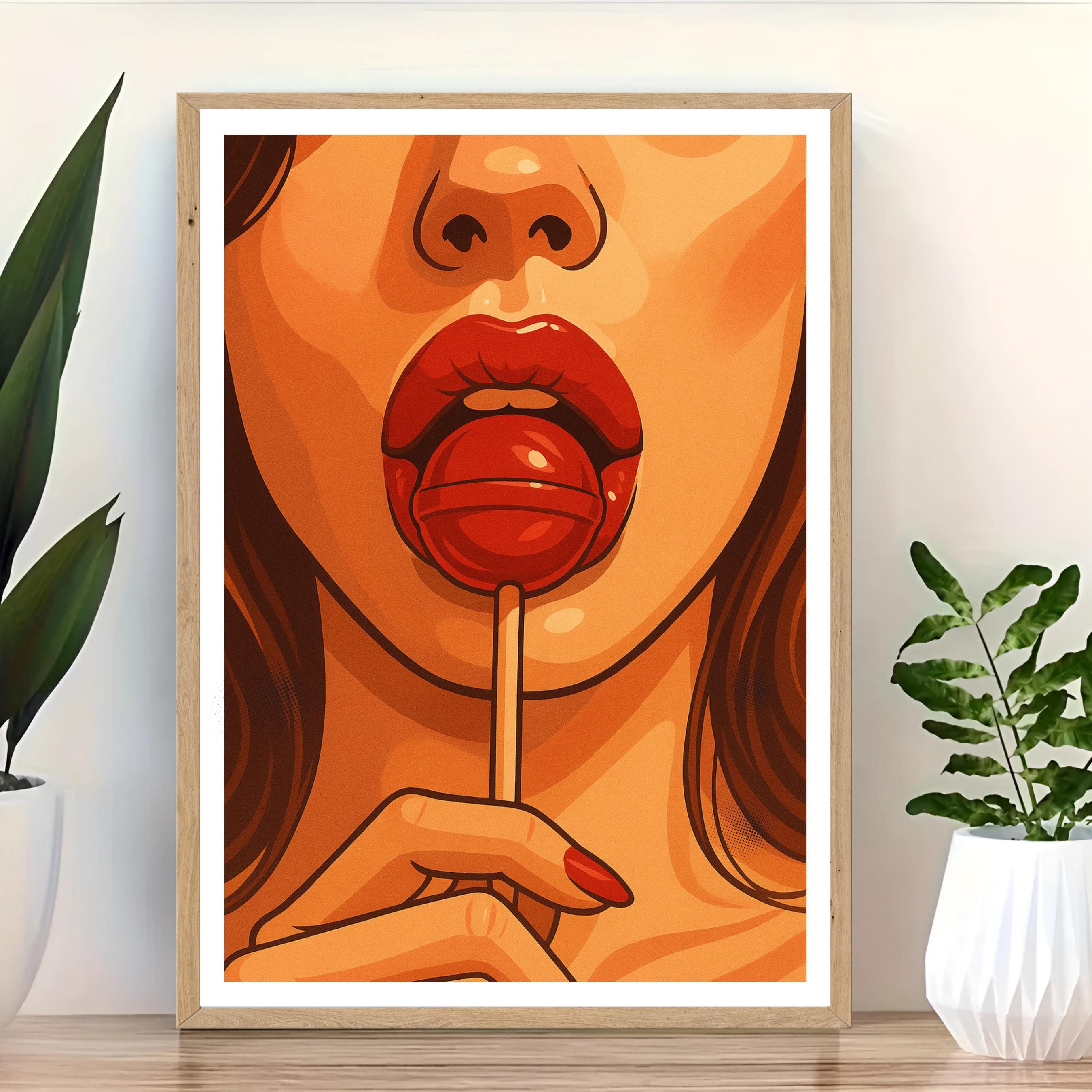 Affiche art - Femme, Glamour, Sexy, Sucette - art moderne, impression, poster