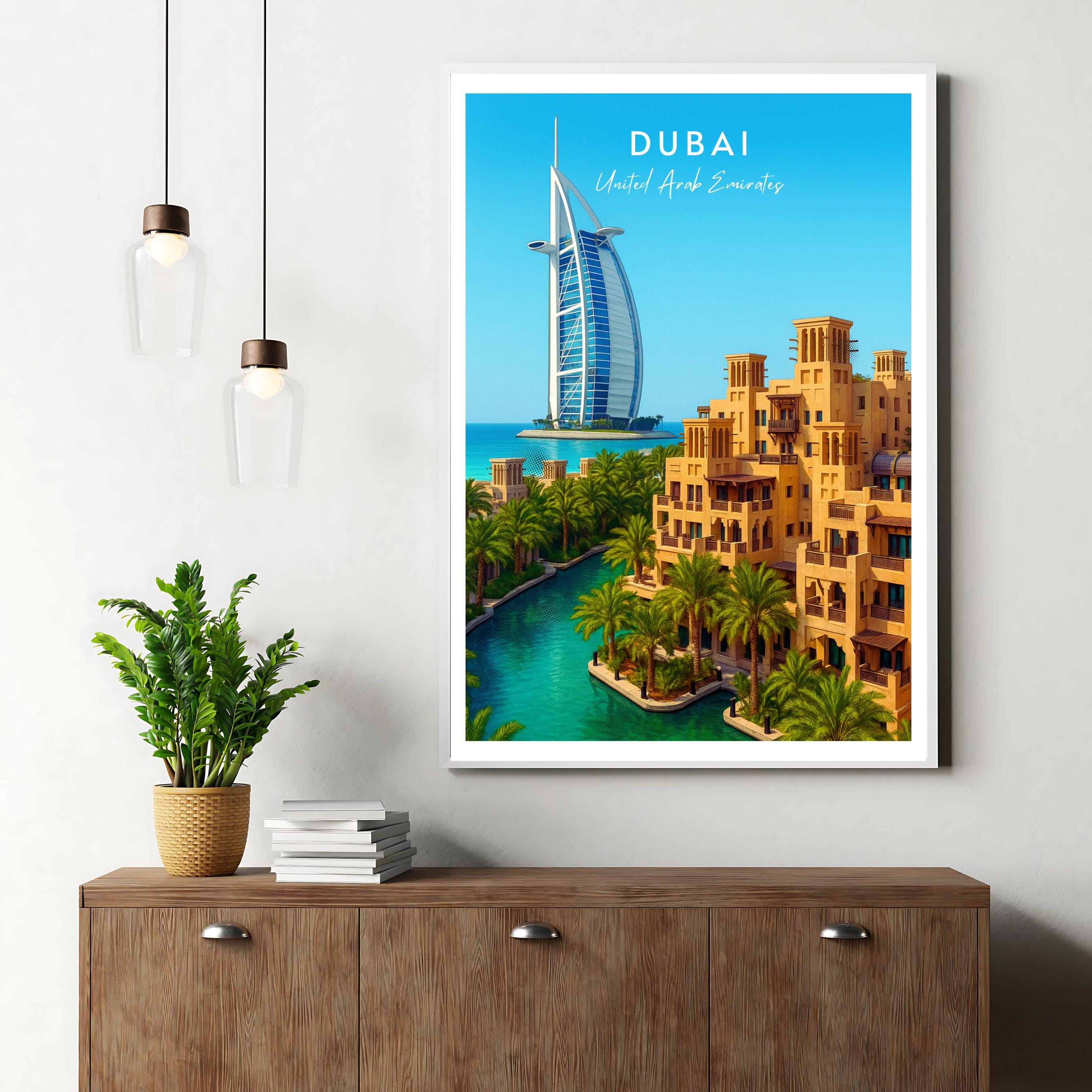 Affiche voyage - Dubaï, Emirats Arabes Unis, Moyen Orient, Burj Al Arab - art moderne, impression, poster