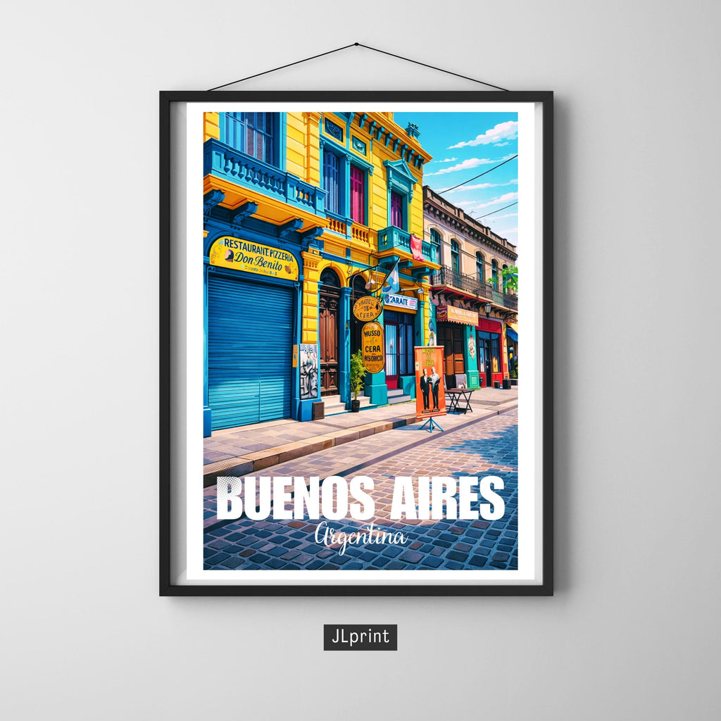 Affiche voyage - Buenos Aires, Argentine, Amérique, Maisons Colorées - art moderne, impression, poster